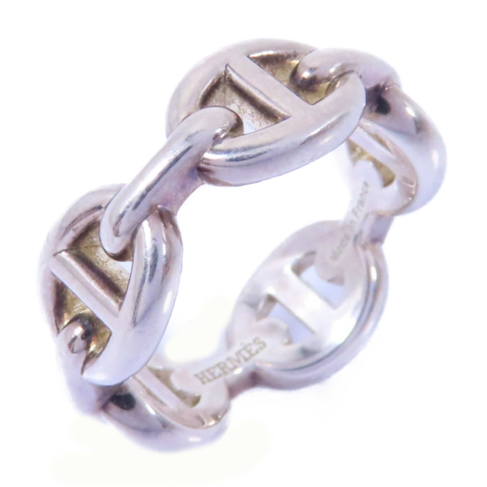 HERMES 925純銀Chain d'Ancee戒指銀色US#5.25/HERMES#50
