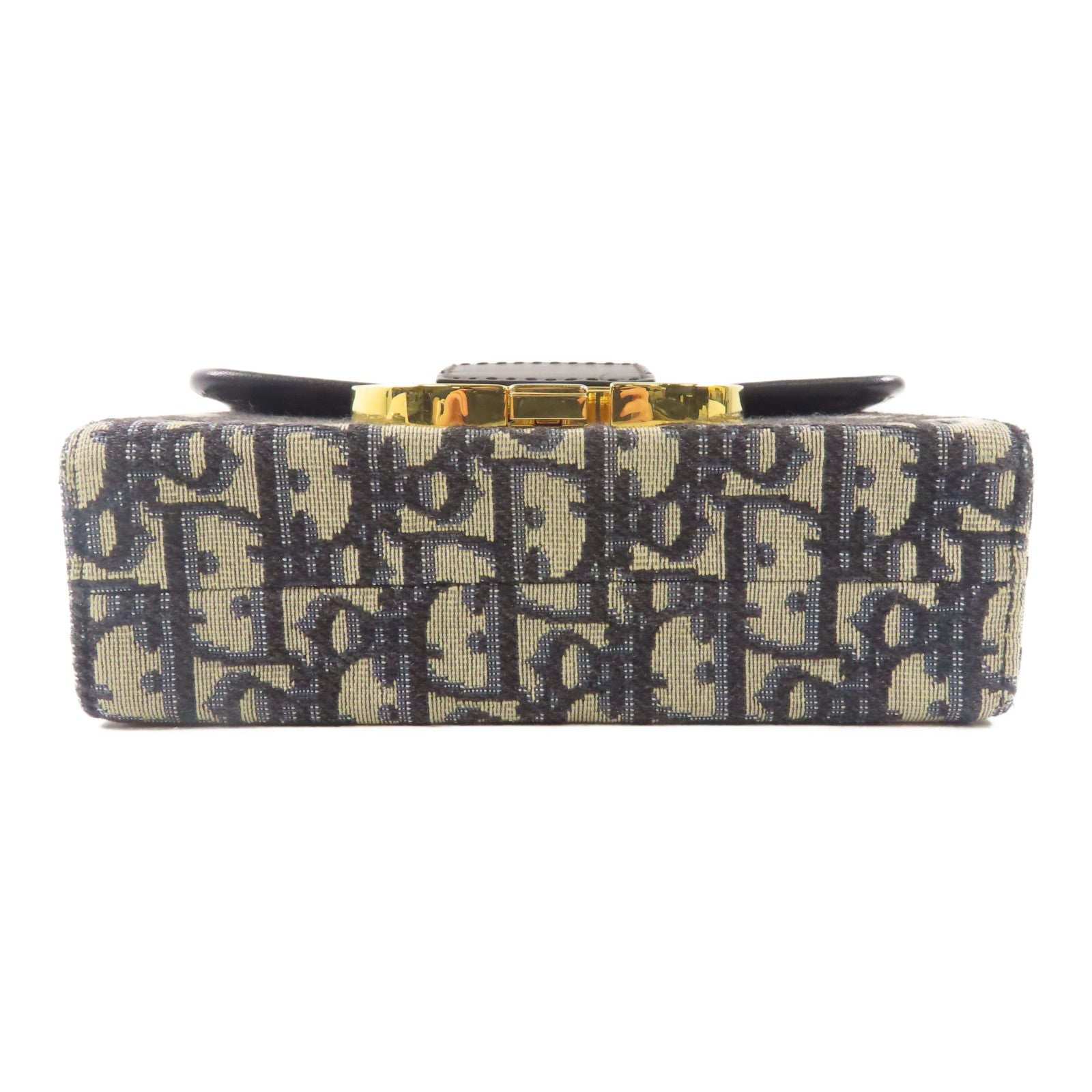 Dior CD GHW 30 Montaigne 2 Way Shoulder Bag Canvas/Leather Navy