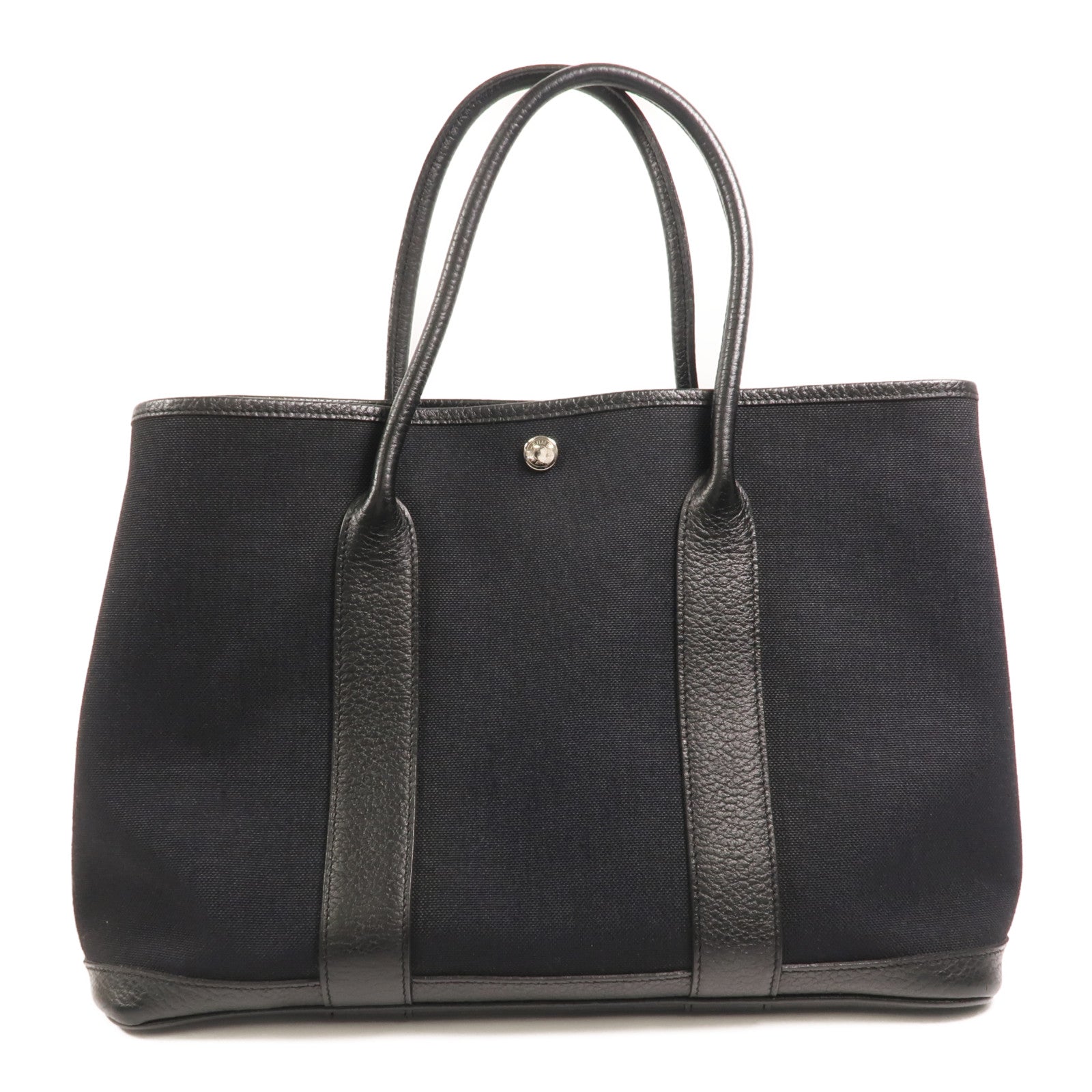 HERMES 帆布/Negonda皮革Garden Party PM手挽袋Noir