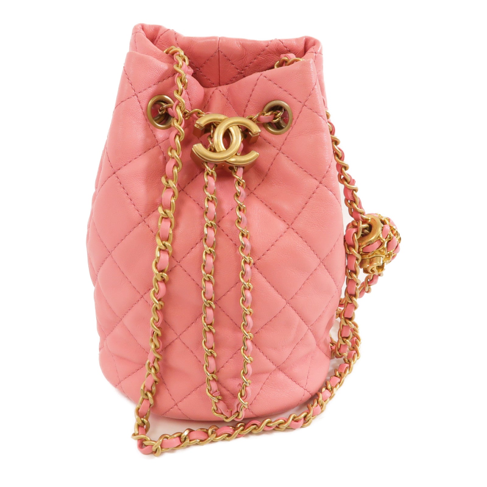 CHANEL 【激減優惠】菱格羊皮皮革Chain Shoulder Bag金扣鏈帶肩背袋粉紅色