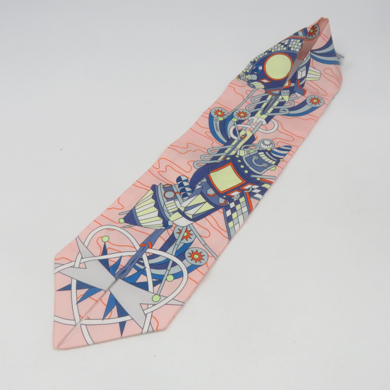 HERMES 【激減優惠】絲質Twilly Silk絲巾粉紅色