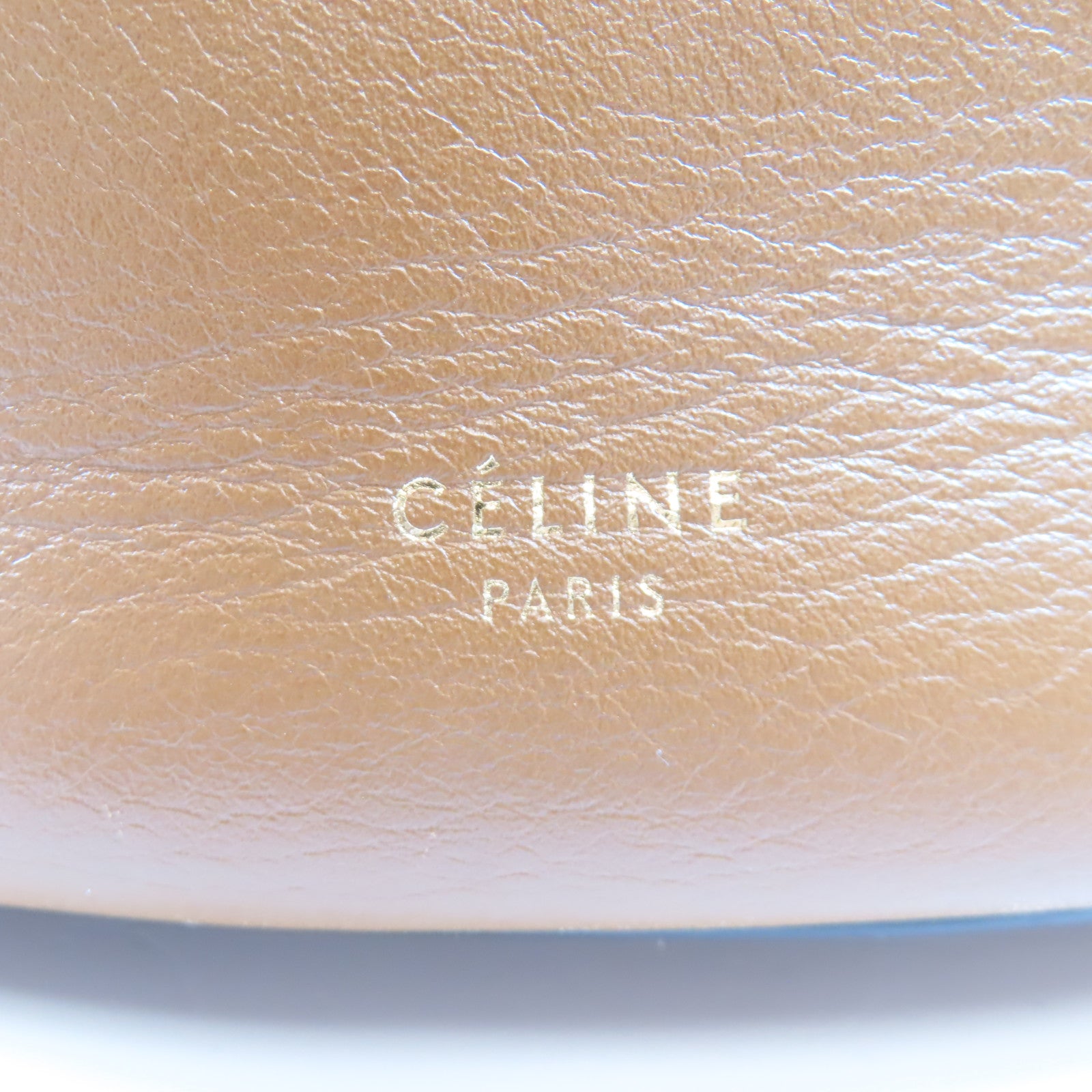 CELINE 牛皮皮革Tote Bag金扣肩背袋棕色