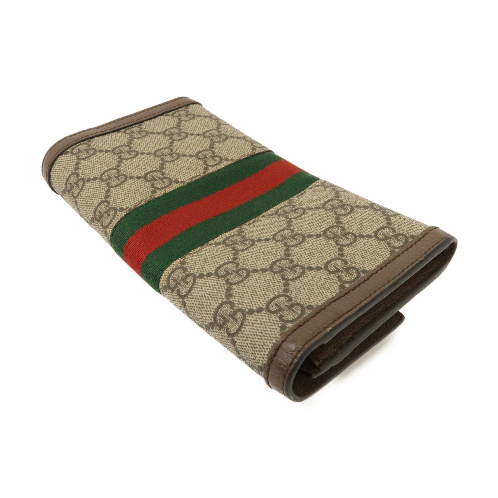 GUCCI 【激減優惠】塗層帆布/皮革Ophidia GG Supreme Long Wallet金扣長錢包啡色
