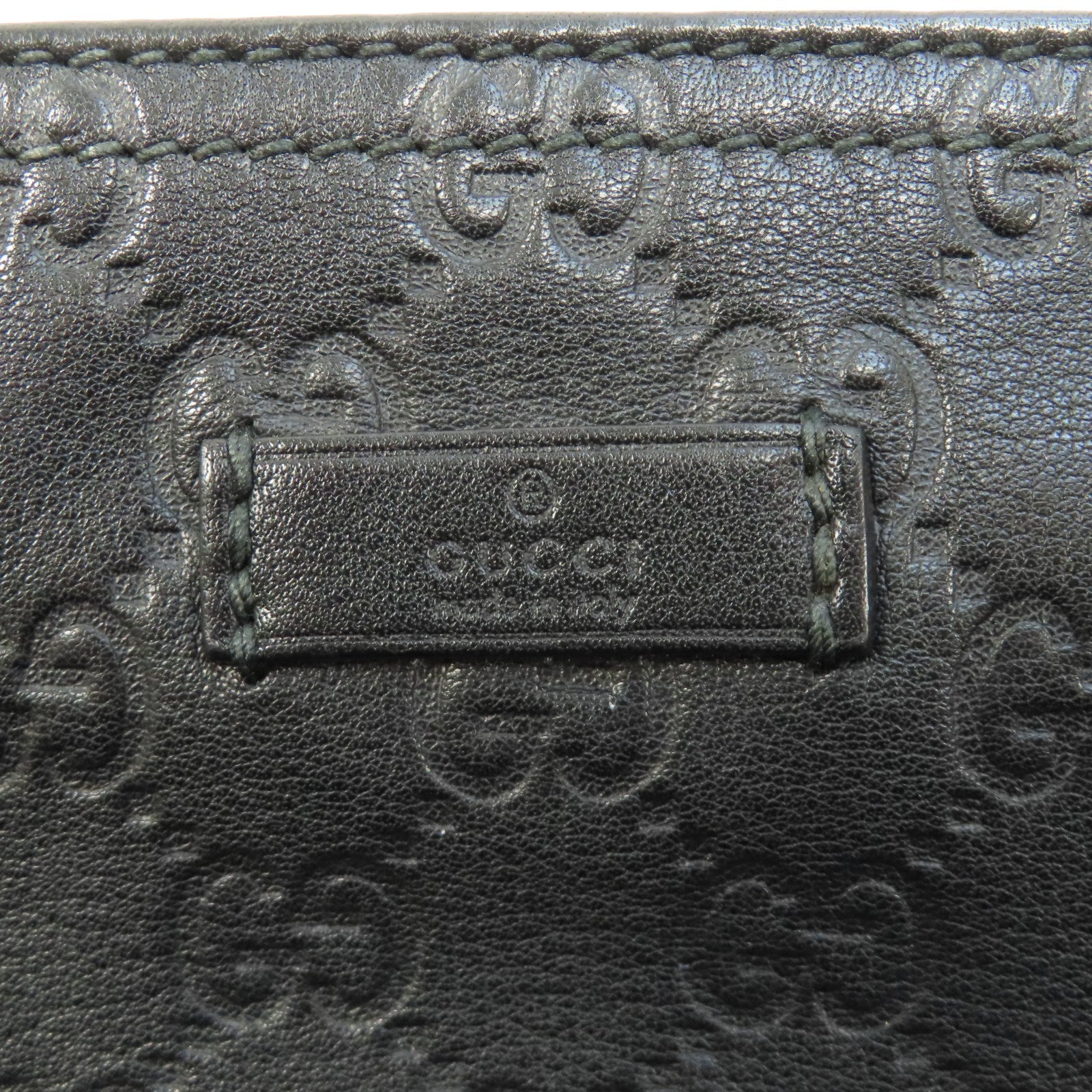 GUCCI 牛皮皮革Shoulder Bag銀扣肩背袋黑色