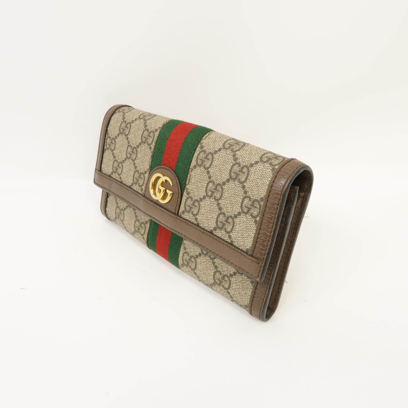 GUCCI 【激減優惠】塗層帆布/皮革Ophidia GG Supreme Long Wallet金扣長錢包啡色