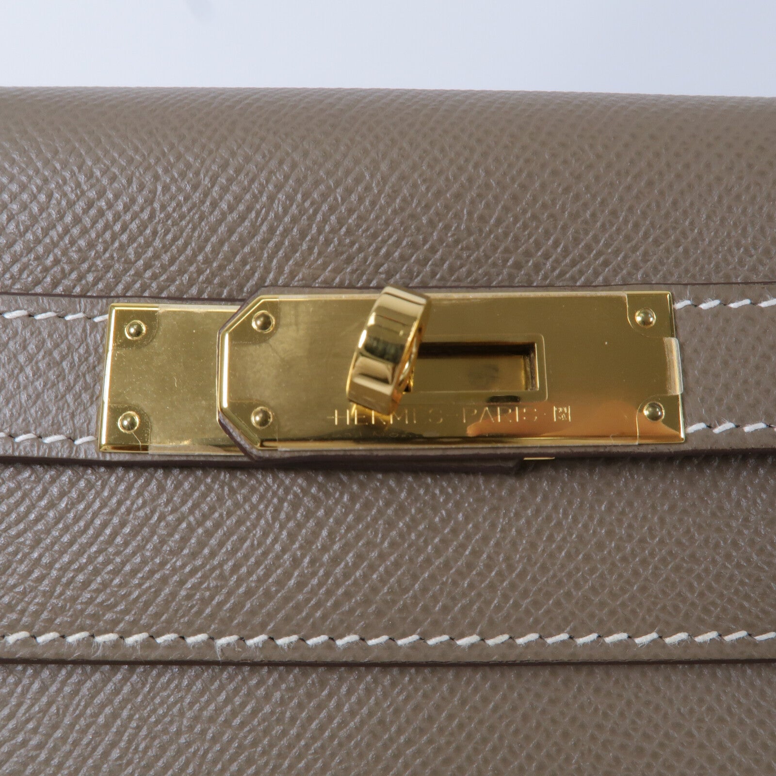 HERMES Epsom皮革Kelly 28手挽肩背兩用袋Etoupe