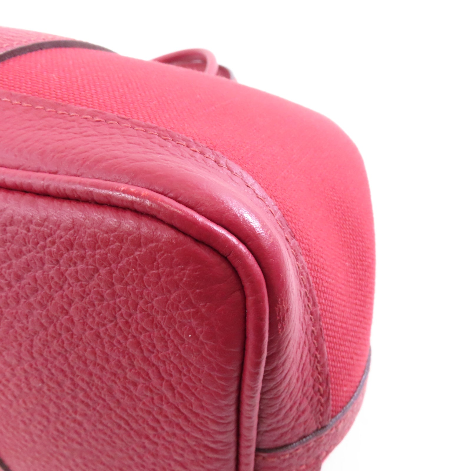HERMES 帆布Garden Party TPM銀扣手挽袋Rouge Casaque/紅色