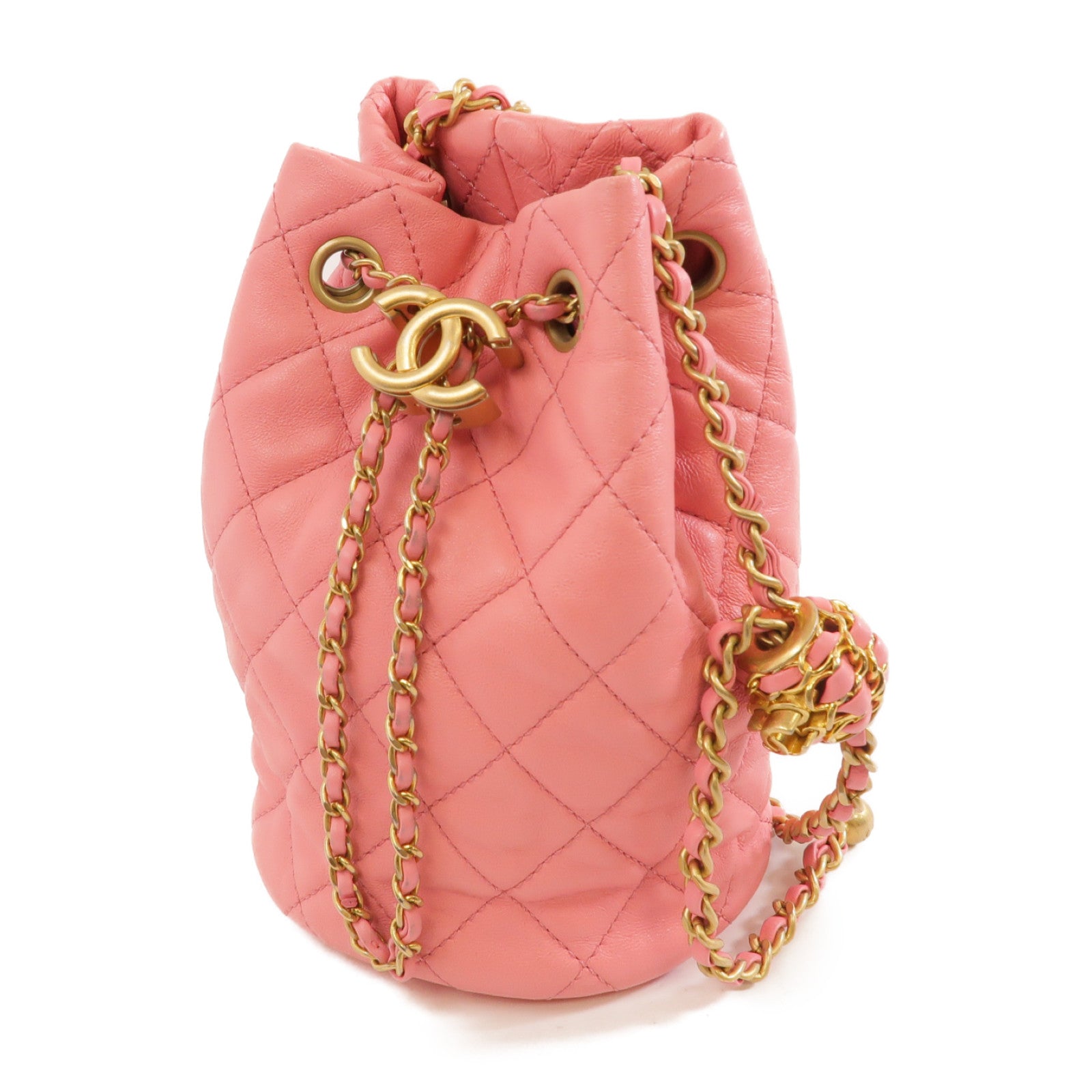 CHANEL 【激減優惠】菱格羊皮皮革Chain Shoulder Bag金扣鏈帶肩背袋粉紅色