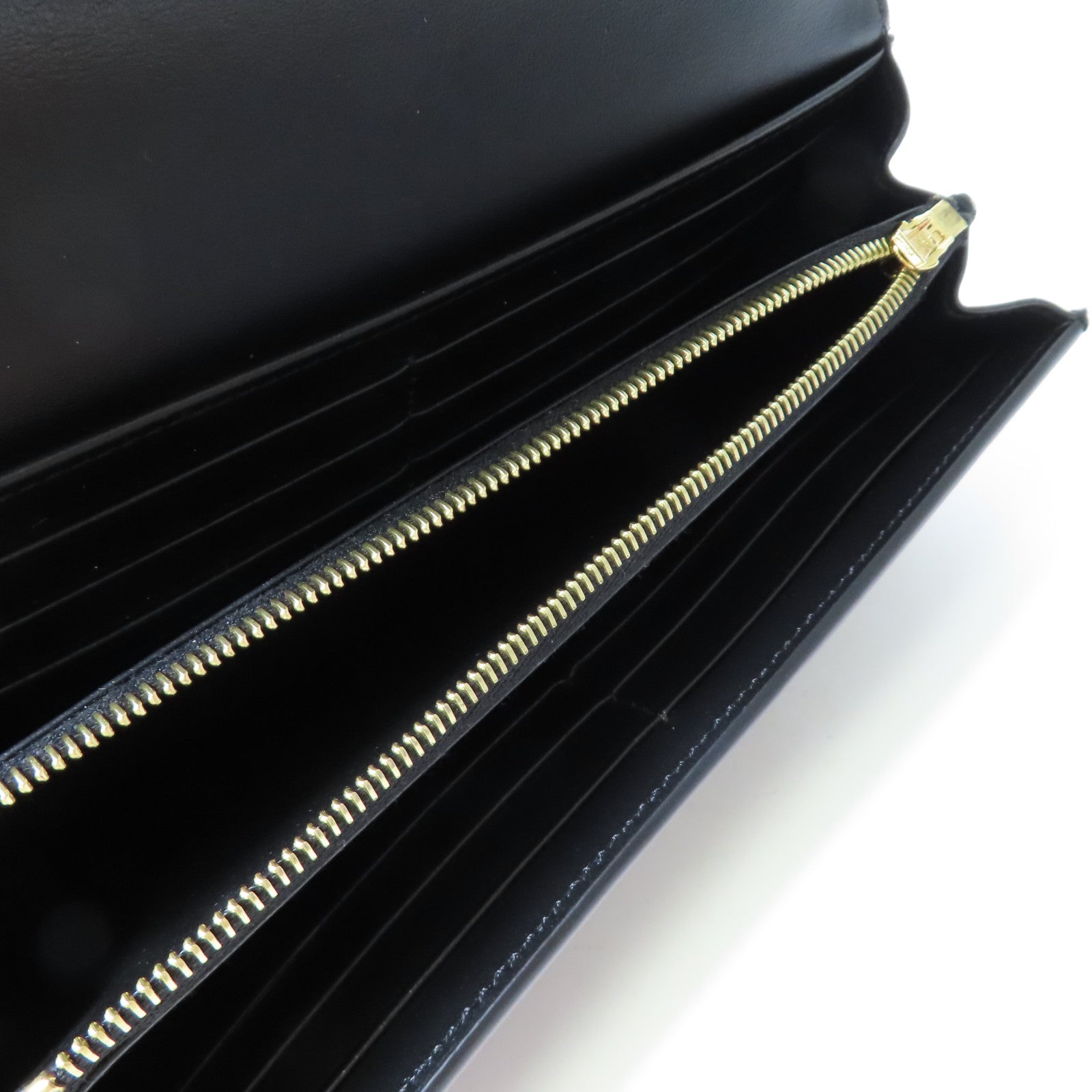 CELINE 牛皮皮革Triomphe Long Wallet金扣長錢包黑色