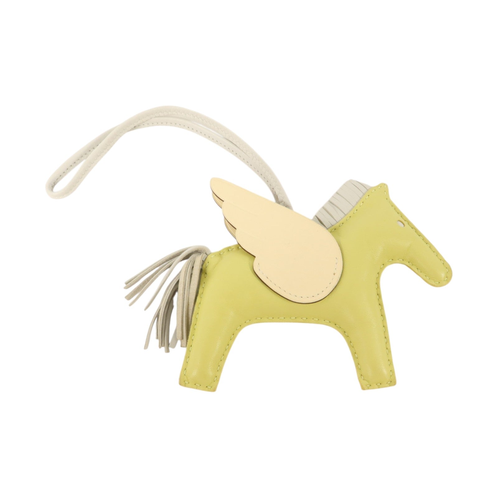 HERMES Milo皮革/Swift皮革Rodeo Pegase MM掛飾Nata/Jaune Bourgeon