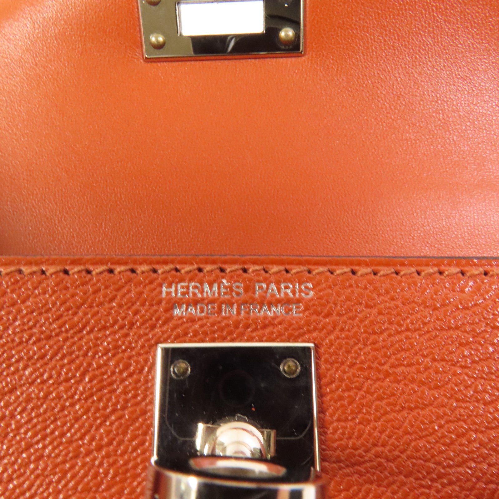 HERMES 【激減優惠】Chevre皮革Mini Kelly銀扣手挽肩背兩用袋