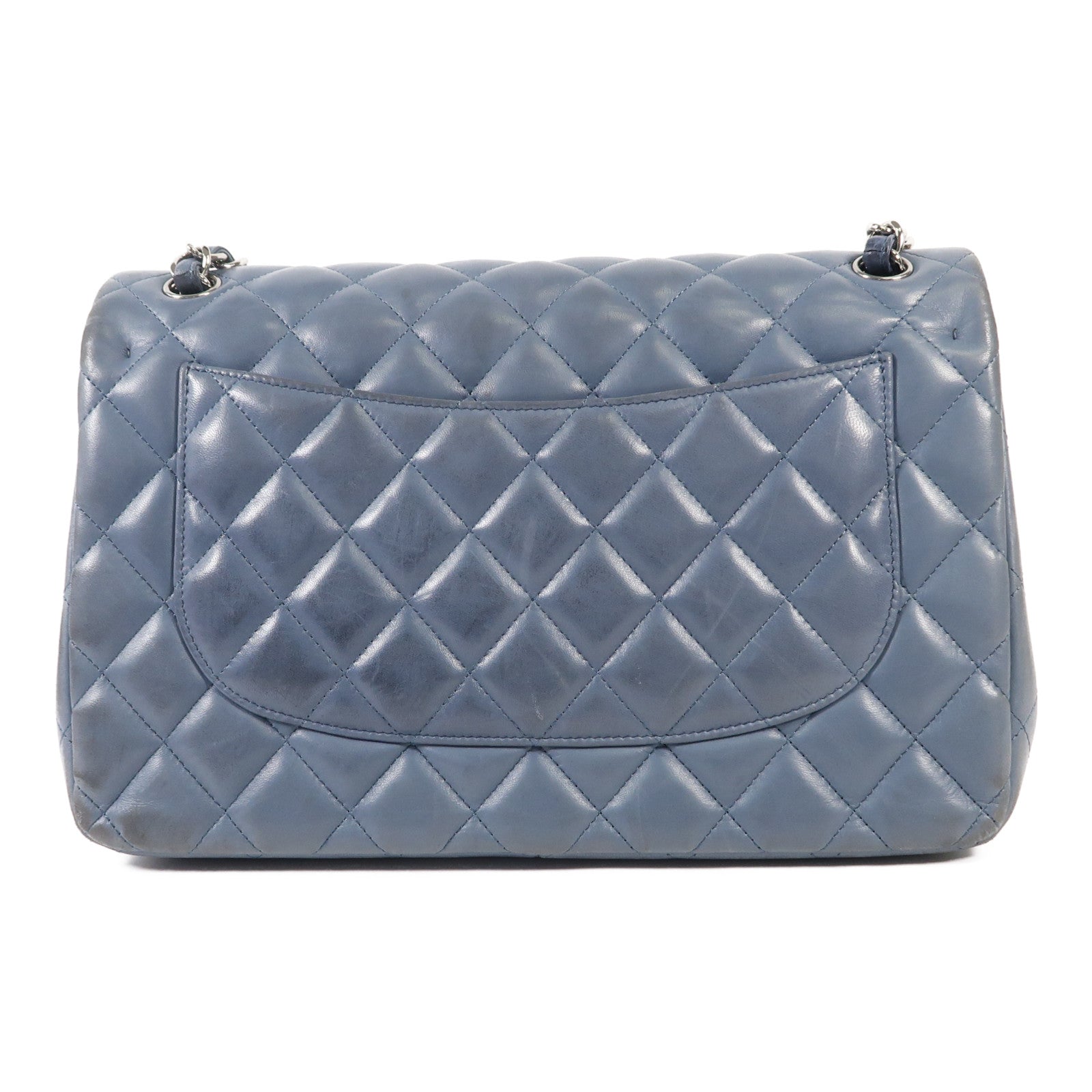 CHANEL 羊皮皮革Large Classic銀扣鏈帶肩背袋