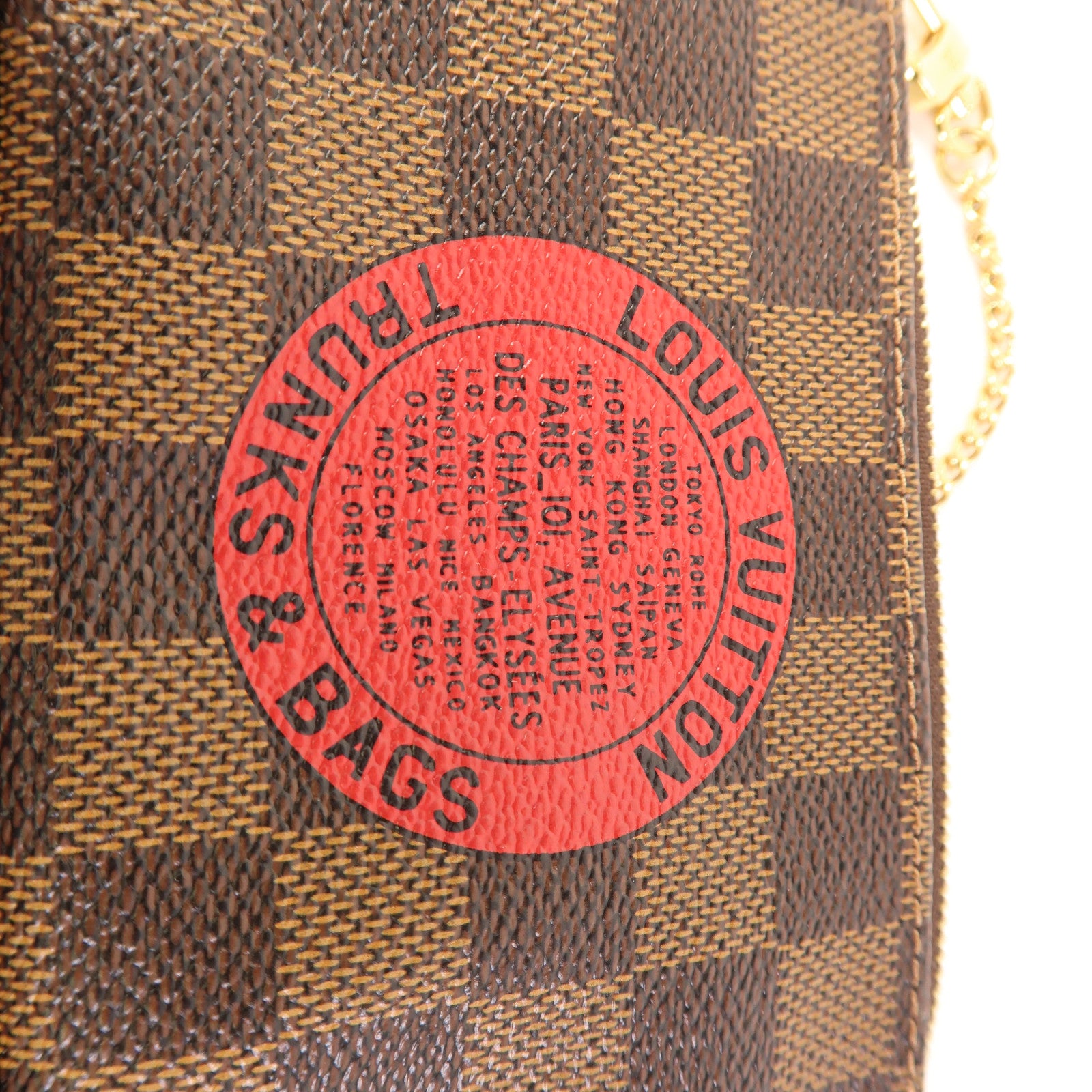 LOUIS VUITTON Damier Mini Pochette金扣手挽袋