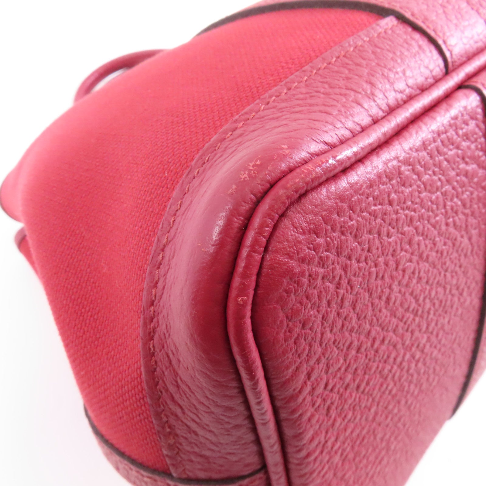HERMES 帆布Garden Party TPM銀扣手挽袋Rouge Casaque/紅色