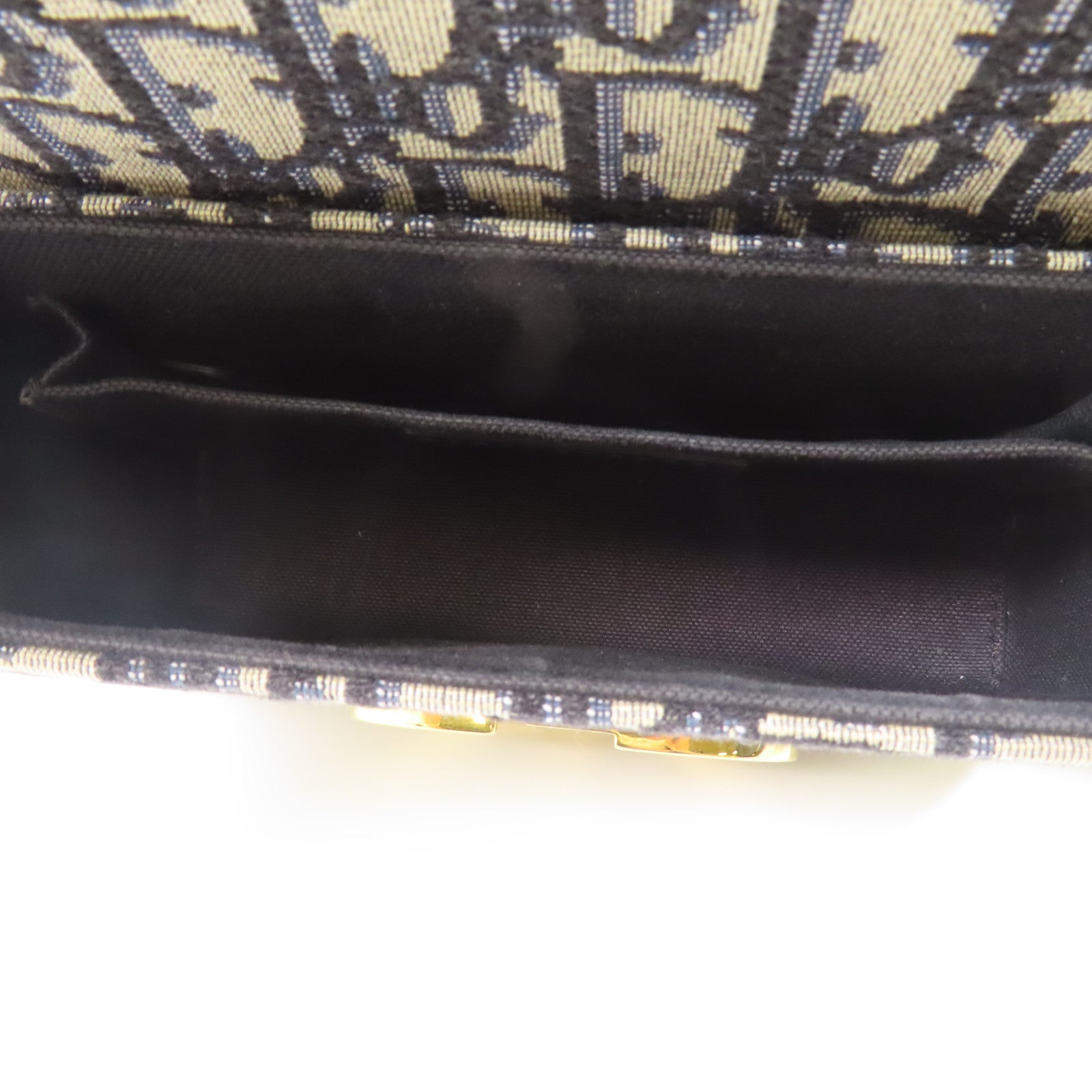 Dior CD GHW 30 Montaigne 2 Way Shoulder Bag Canvas/Leather Navy