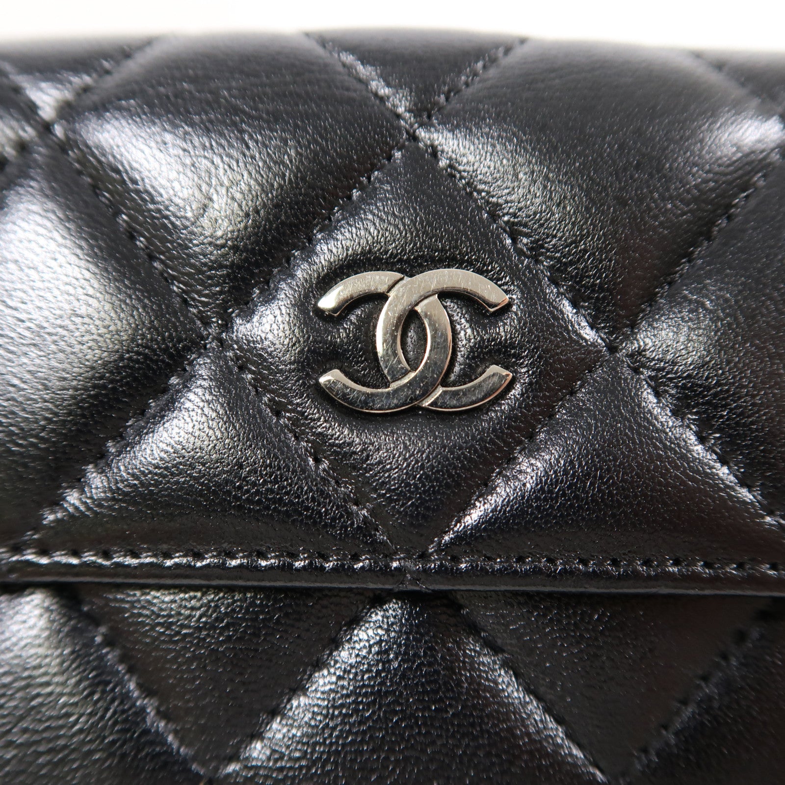 CHANEL 羊皮皮革Wallet銀扣錢包