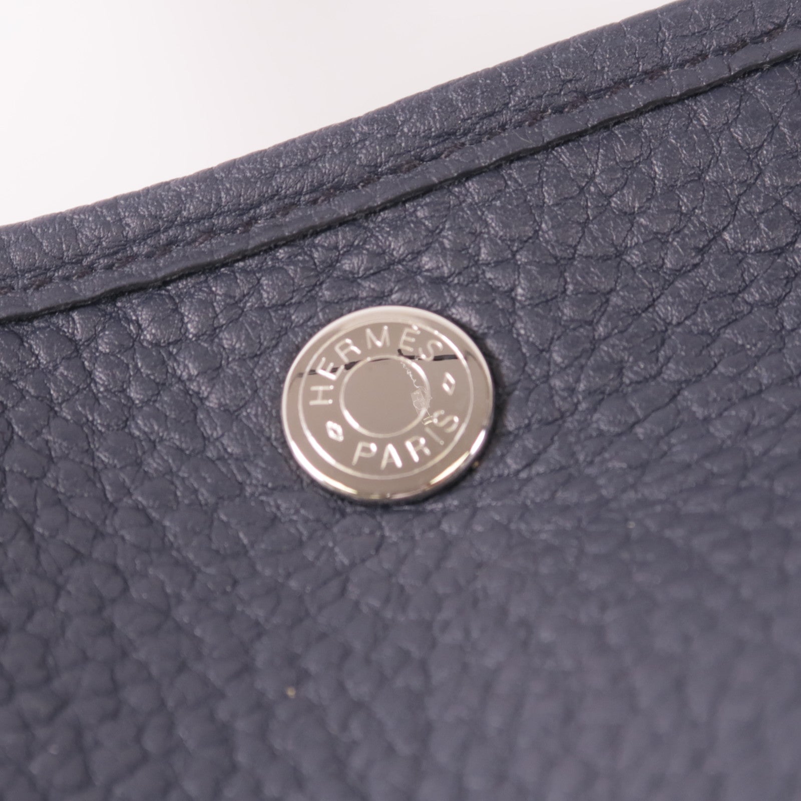 HERMES Negonda皮革Garden Party PM銀扣手挽袋76 Bleu Indigo