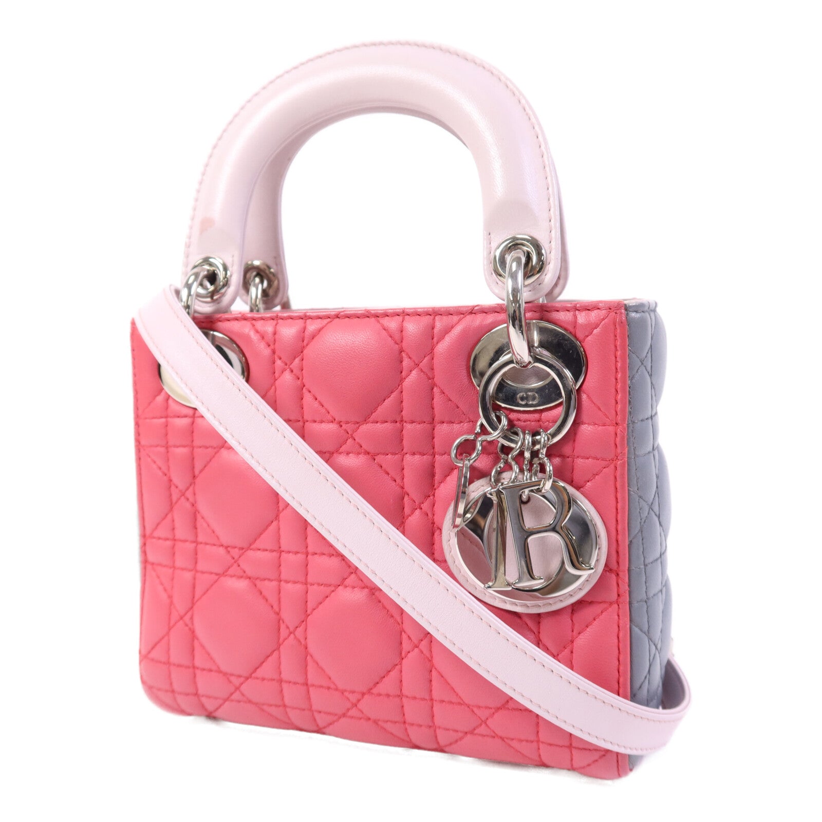 Dior 羊皮皮革Lady Dior銀扣手挽肩背兩用袋