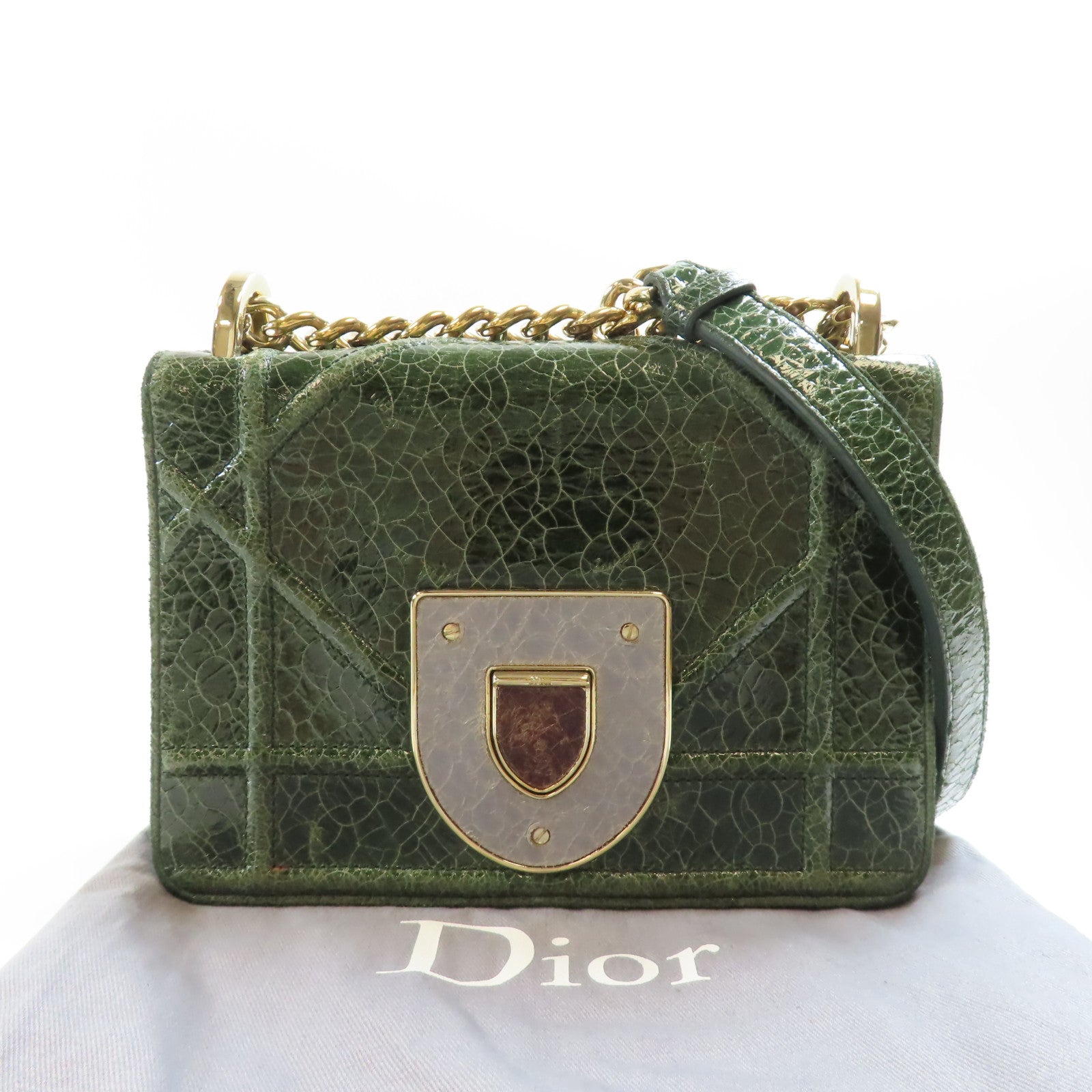 Dior CD GHW Diorama Shoulder Bag M0440 Calfksin Leather Green