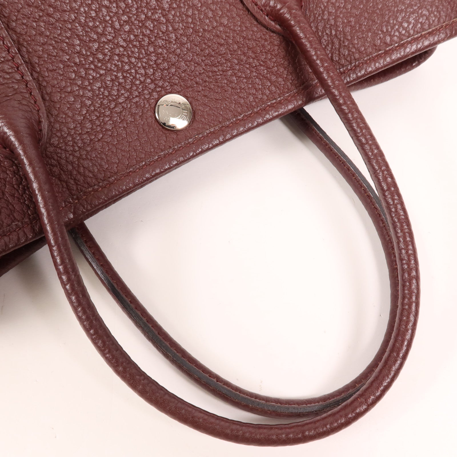 HERMES Country皮革Garden Party TPM銀扣手挽袋Bordeaux