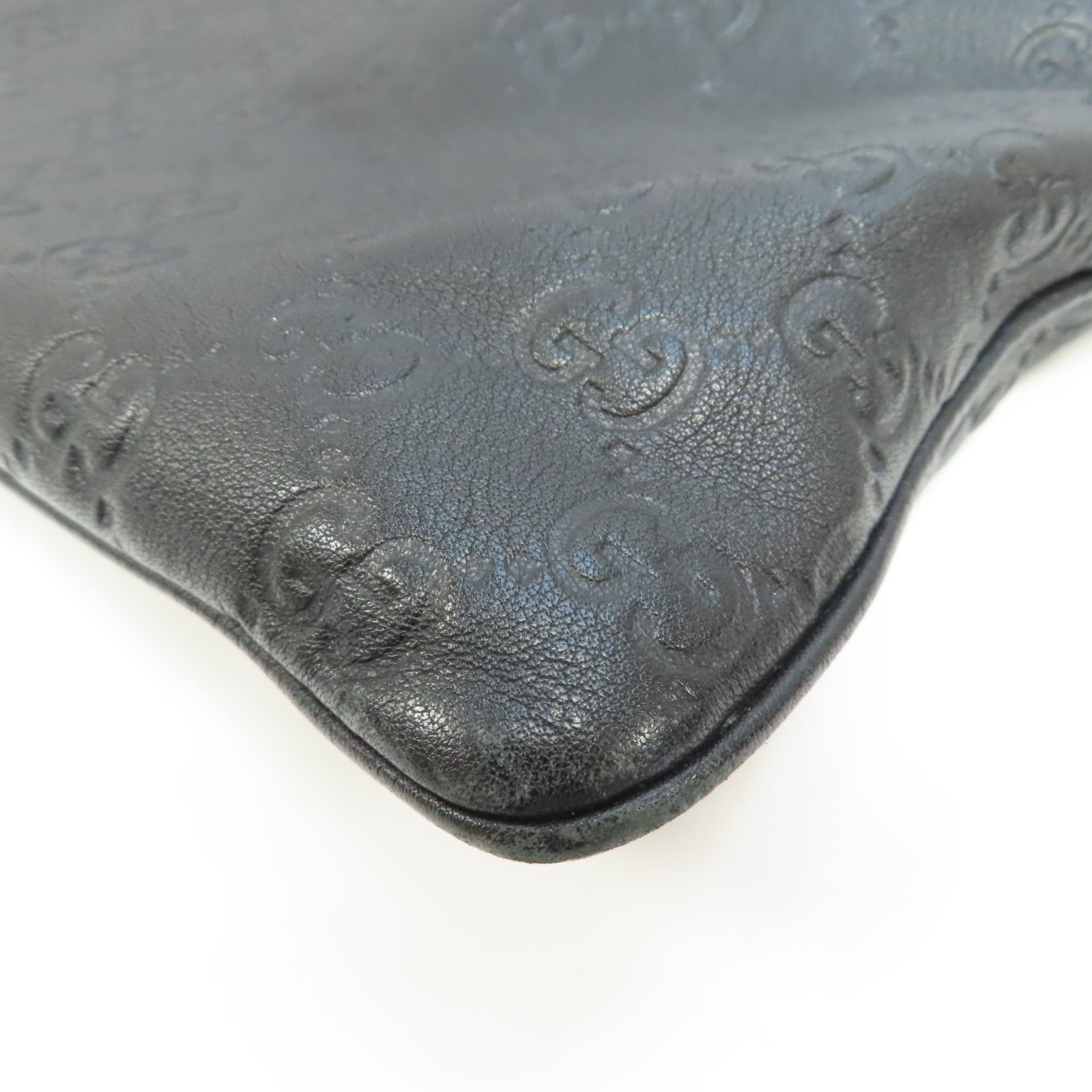 GUCCI 牛皮皮革Shoulder Bag銀扣肩背袋黑色