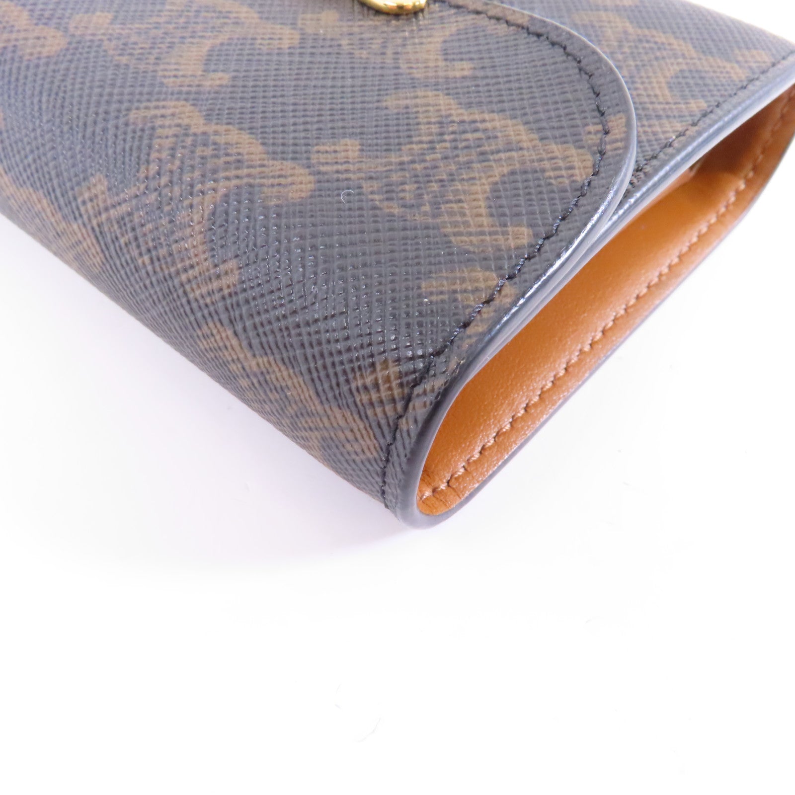 CELINE 塗層帆布/牛皮皮革Small Triomphe Wallet金扣錢包啡色