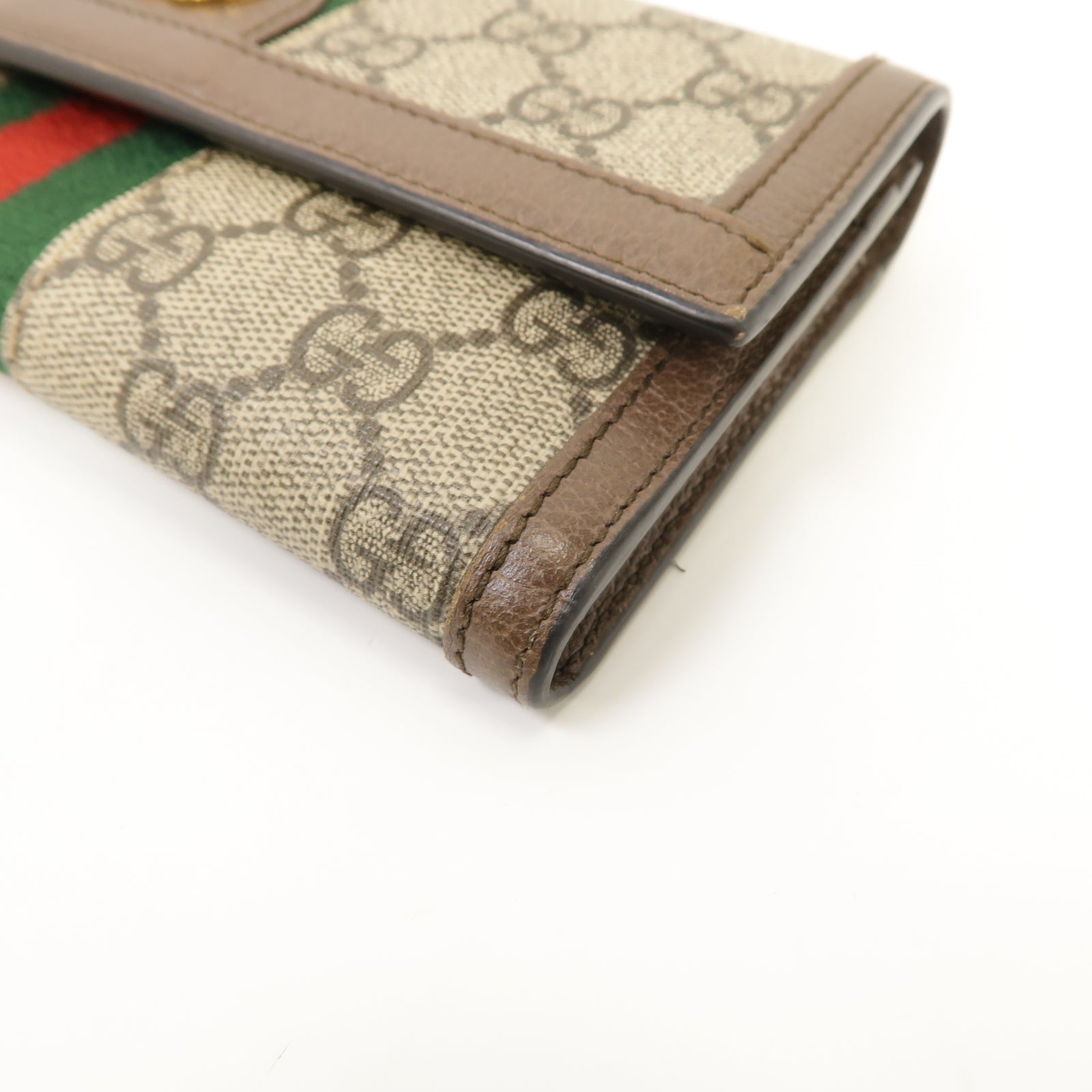 GUCCI 【激減優惠】塗層帆布/皮革Ophidia GG Supreme Long Wallet金扣長錢包啡色