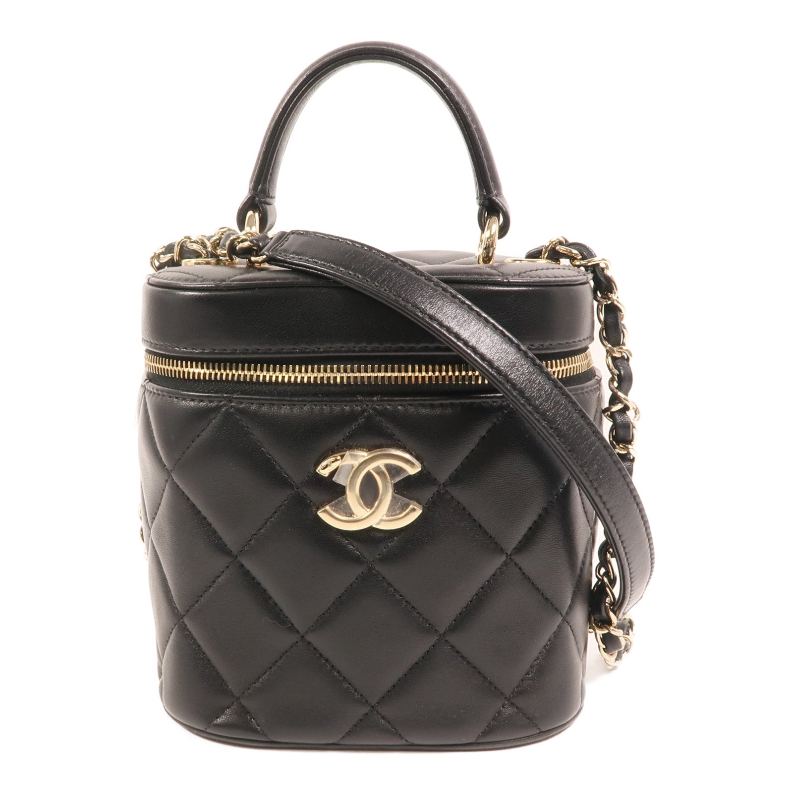 CHANEL 羊皮皮革Shoulder Bag金扣鏈帶手挽肩背兩用袋