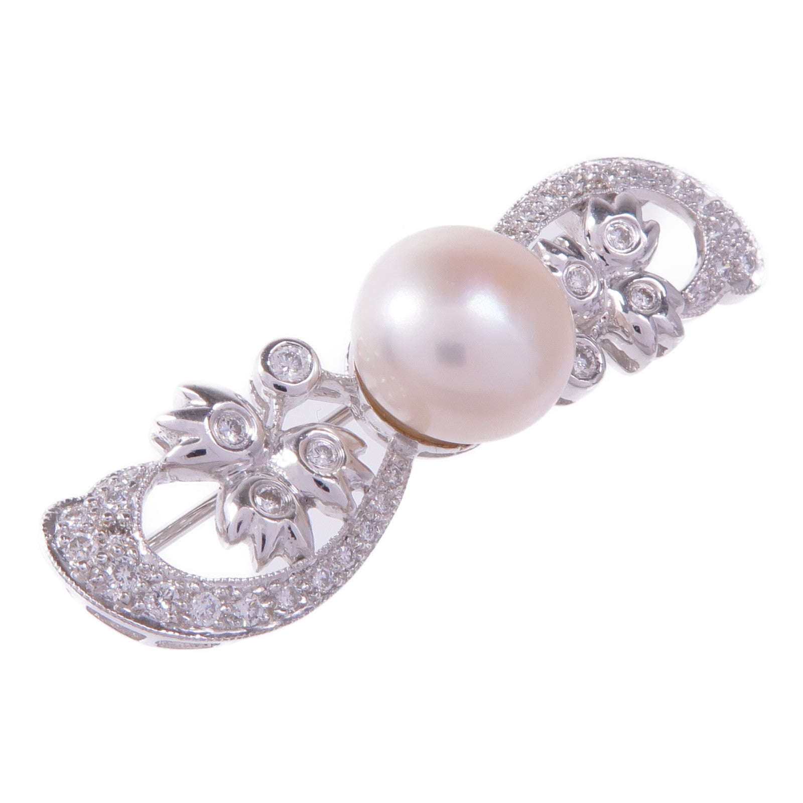 JEWELRY 18K白金Diamond Pearl Brooch鑽石/珍珠胸針