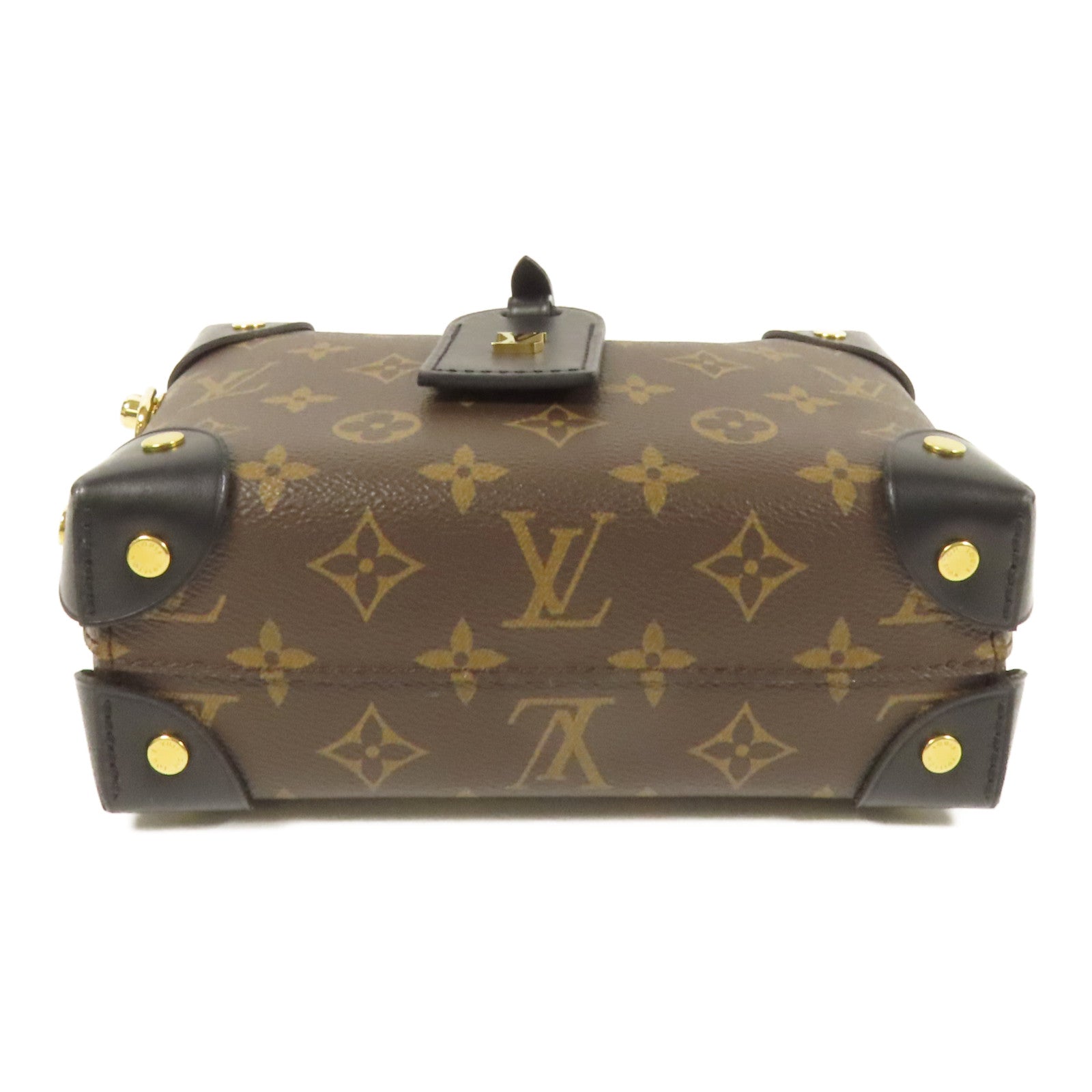 LOUIS VUITTON Monogram Petite Malle Souple金扣手挽肩背兩用袋棕色
