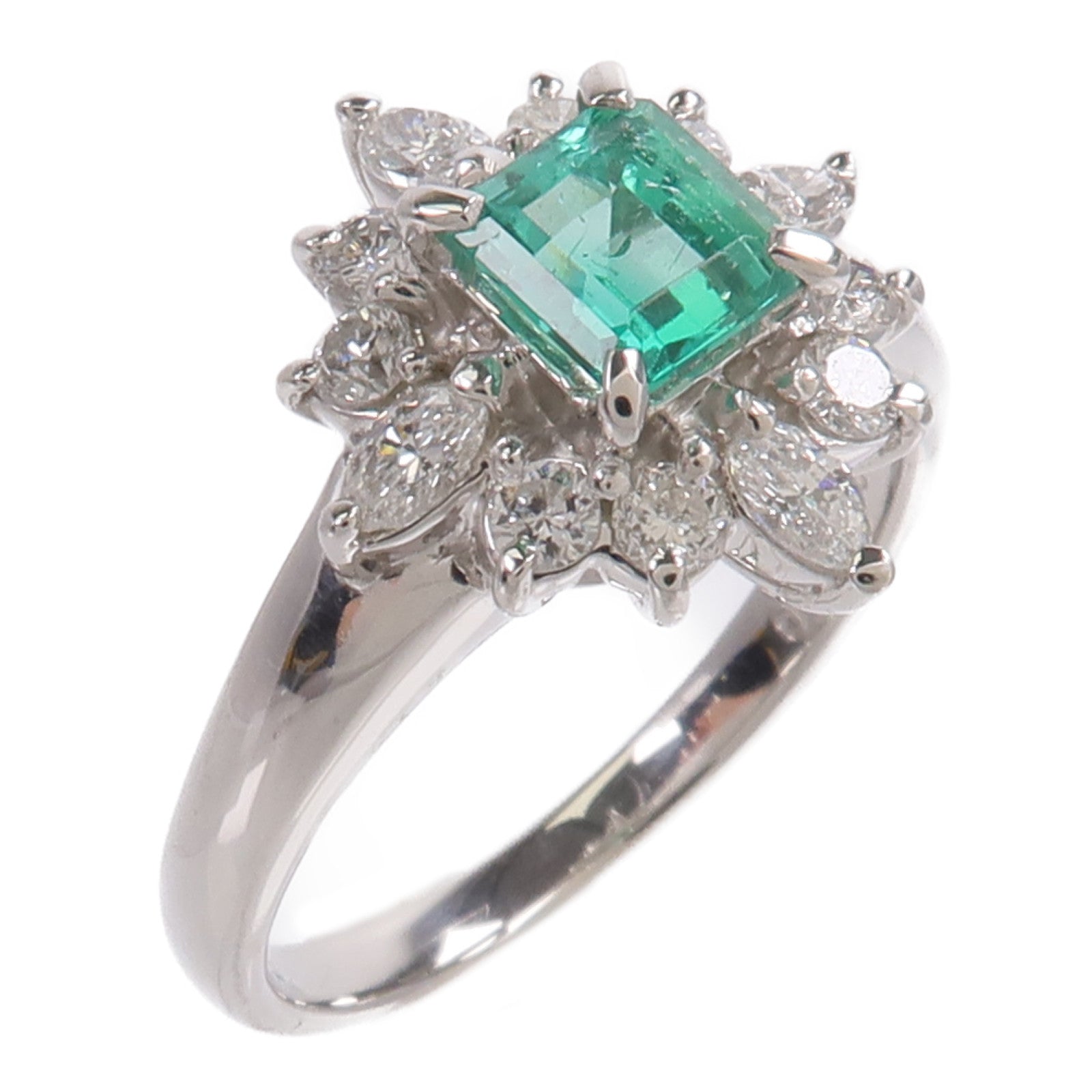 JEWELRY PT900鉑金Emerald Diamond Ring綠寶石/鑽石戒指