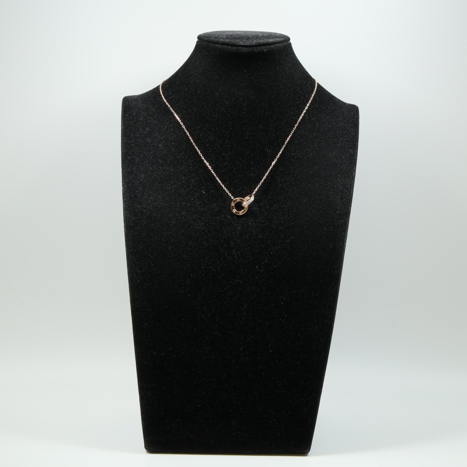 CARTIER 18K玫瑰金Love Necklace Paved鑽石項鍊
