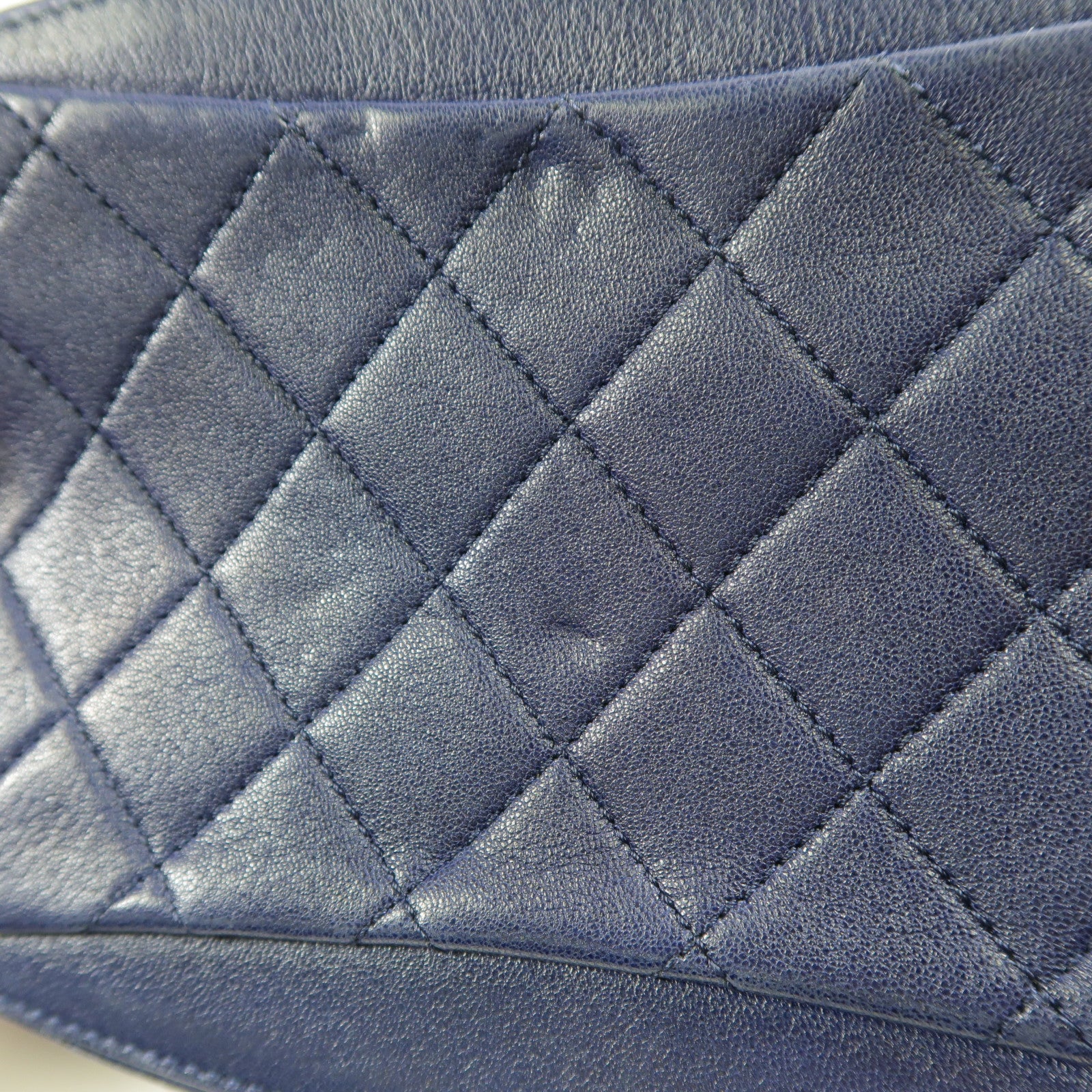 CHANEL CC SHW Chain Shoulder Bag Lambskin Leather Blue