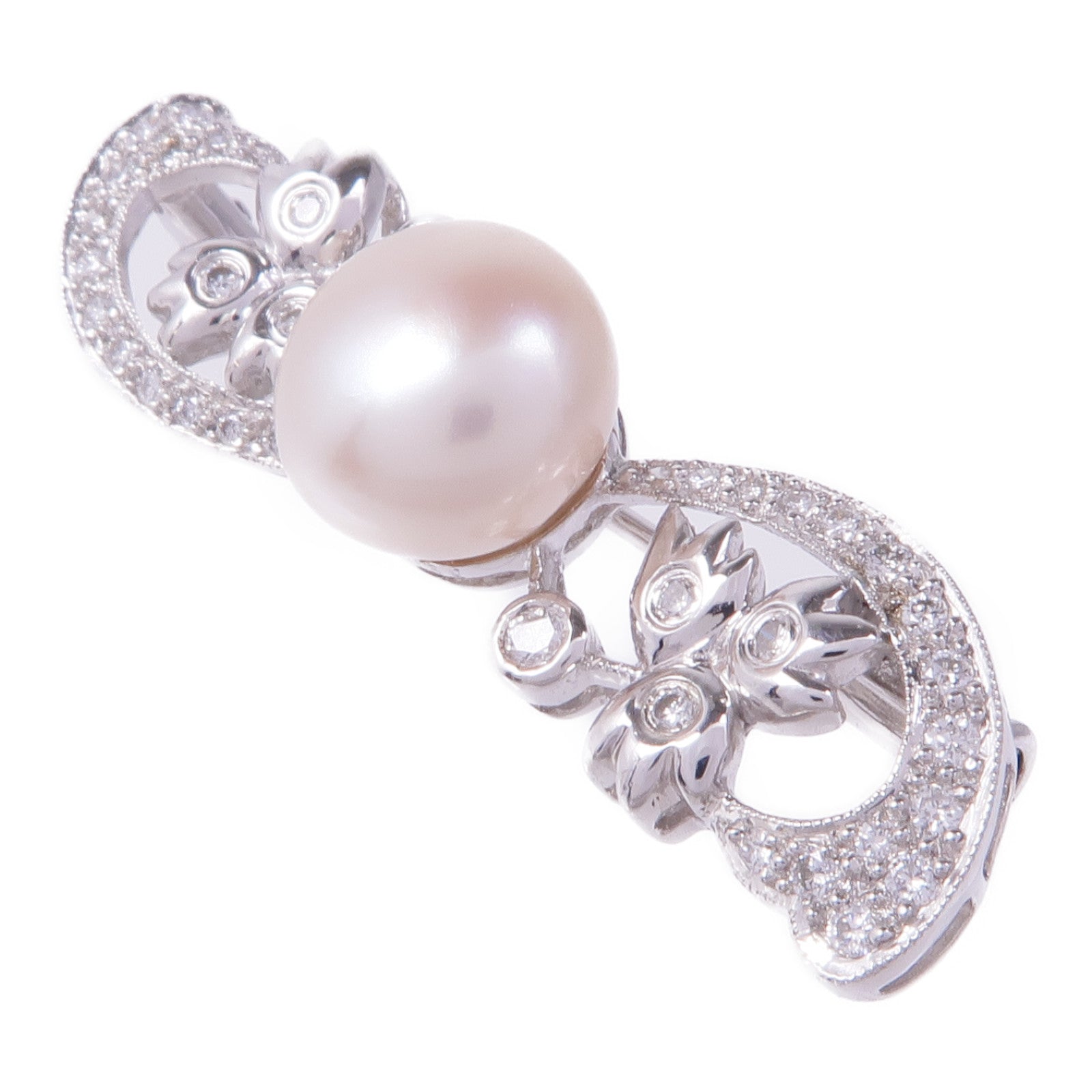 JEWELRY 【激減優惠】18K白金Diamond Pearl Brooch鑽石/珍珠胸針