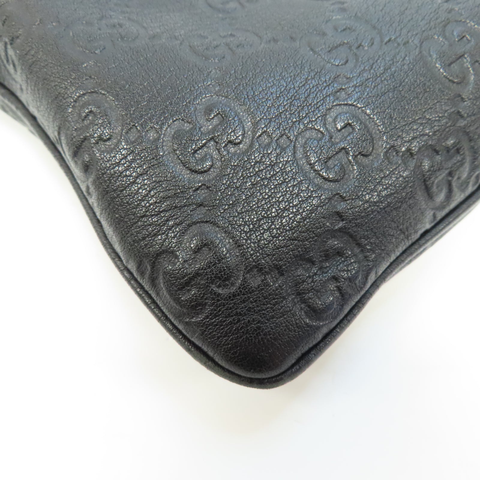 GUCCI 牛皮皮革Shoulder Bag銀扣肩背袋黑色