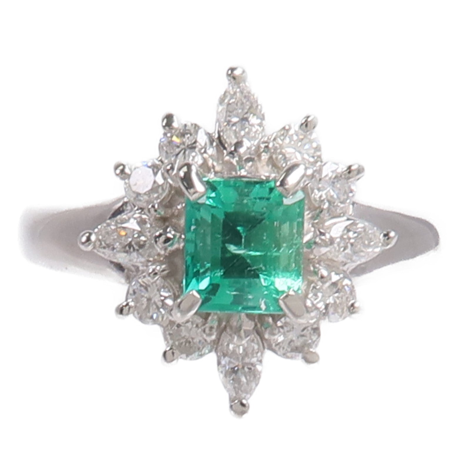 JEWELRY PT900鉑金Emerald Diamond Ring綠寶石/鑽石戒指