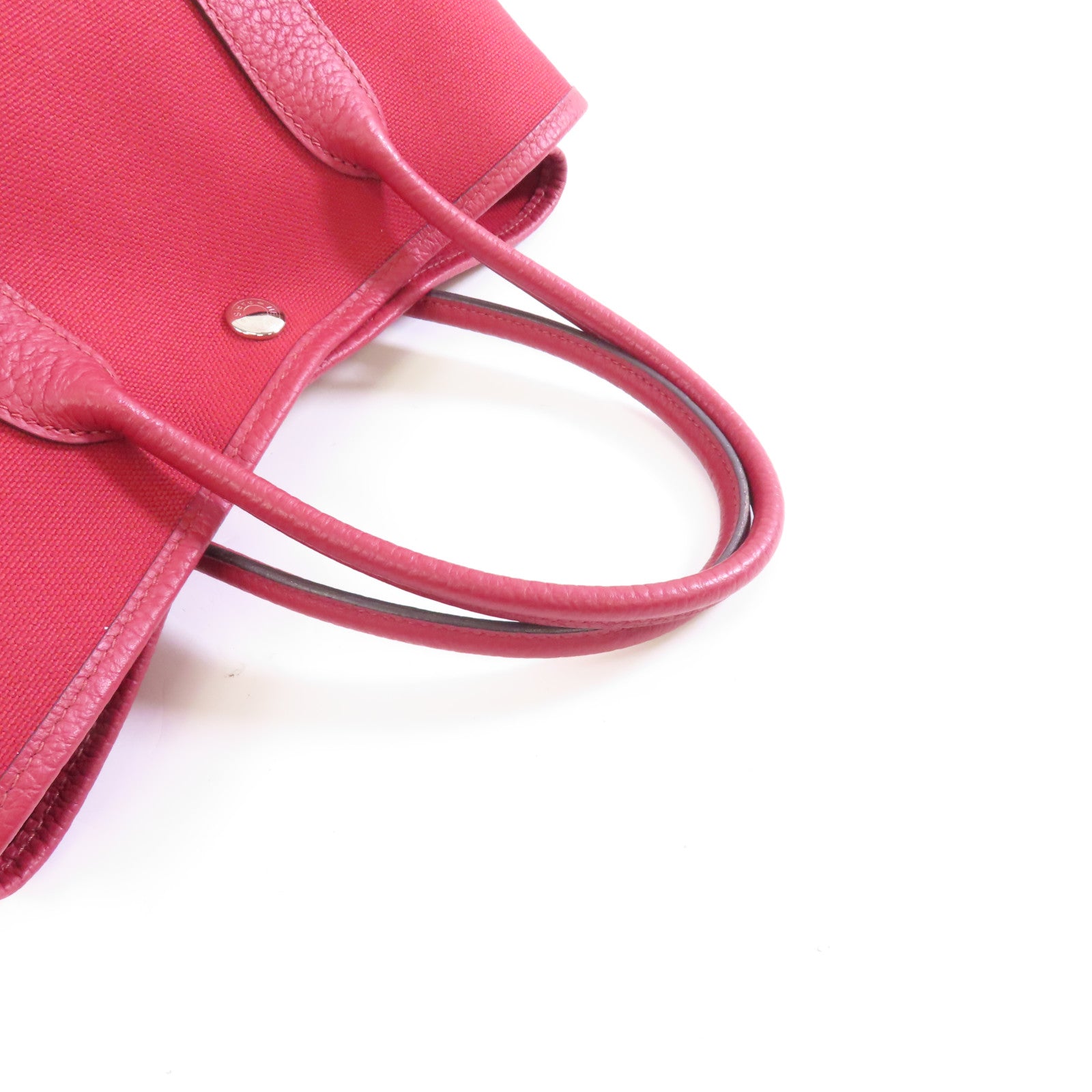 HERMES 帆布Garden Party TPM銀扣手挽袋Rouge Casaque/紅色