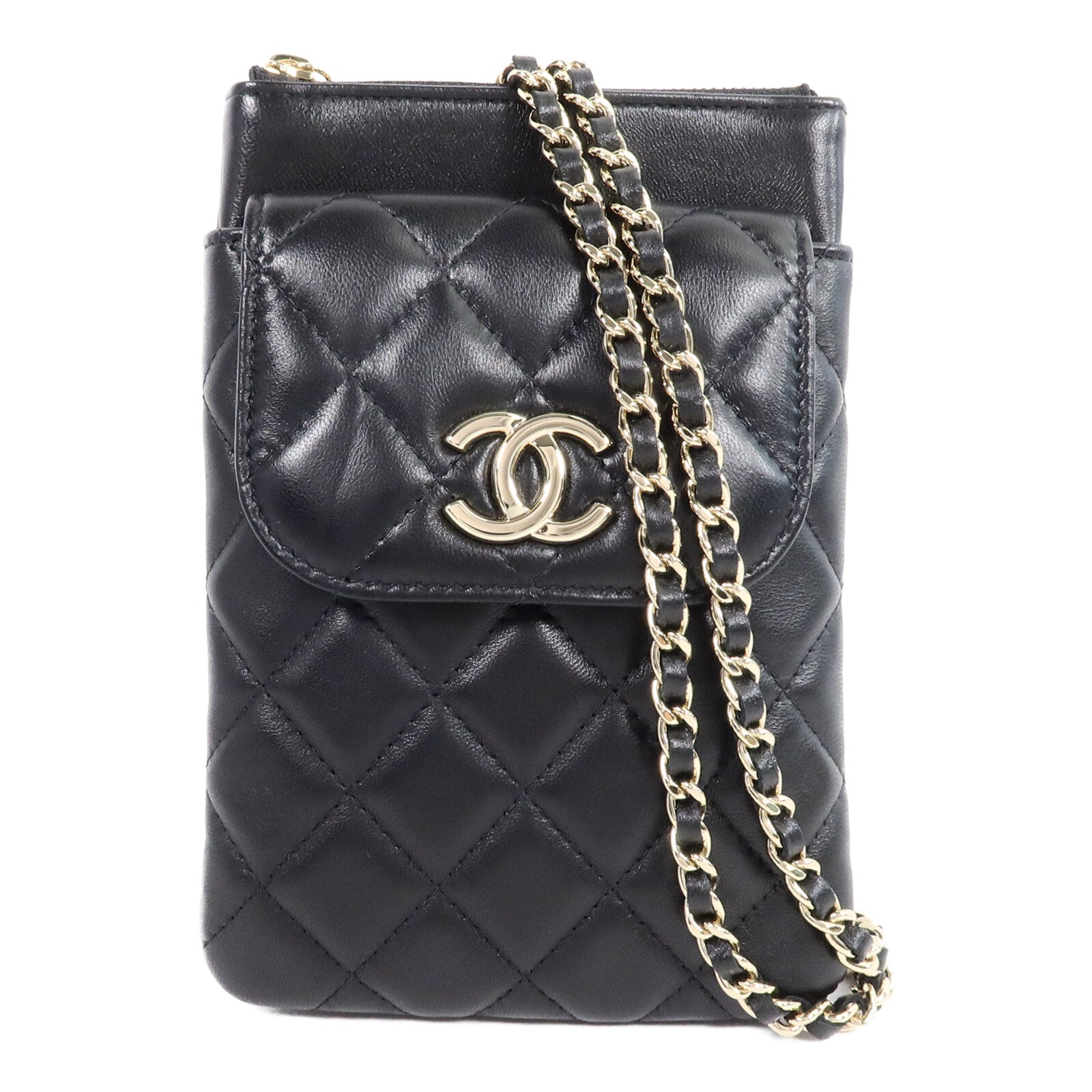 CHANEL 羊皮皮革Phone Bag鏈帶肩背袋