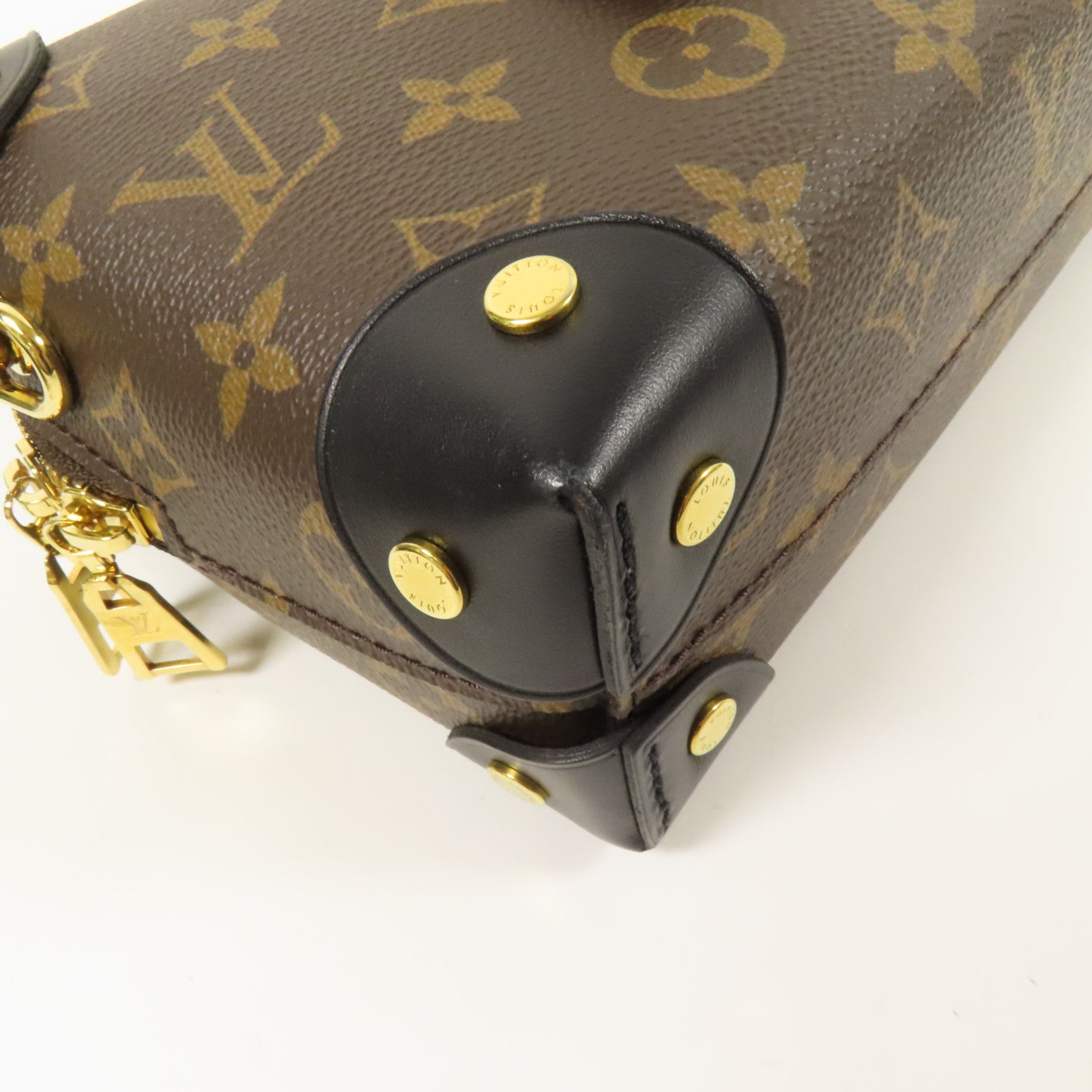 LOUIS VUITTON Monogram Petite Malle Souple金扣手挽肩背兩用袋棕色
