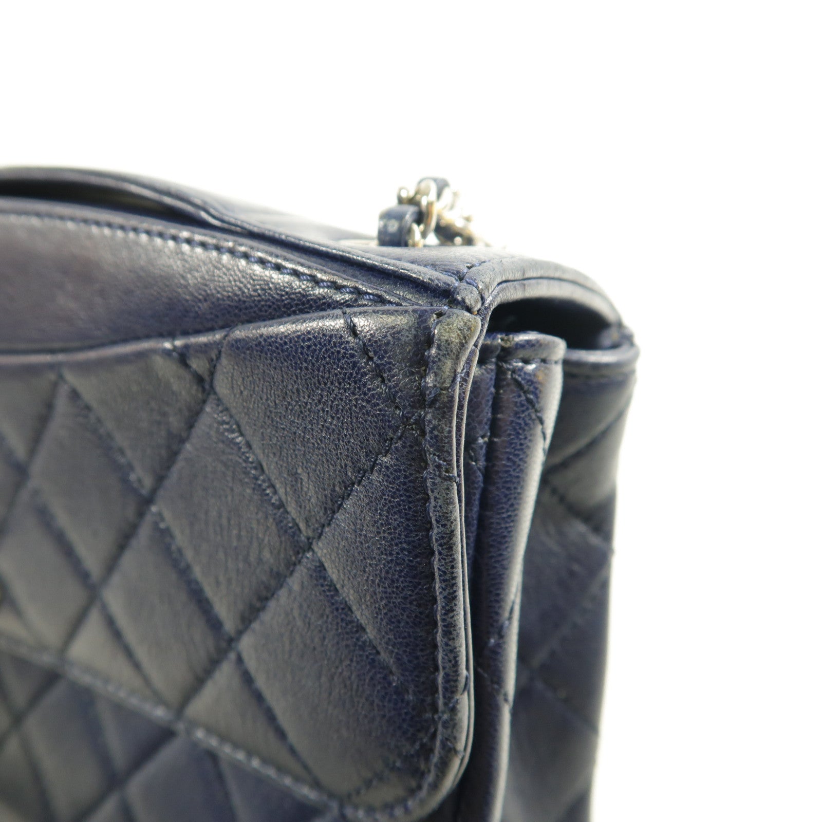 CHANEL CC SHW Chain Shoulder Bag Lambskin Leather Blue