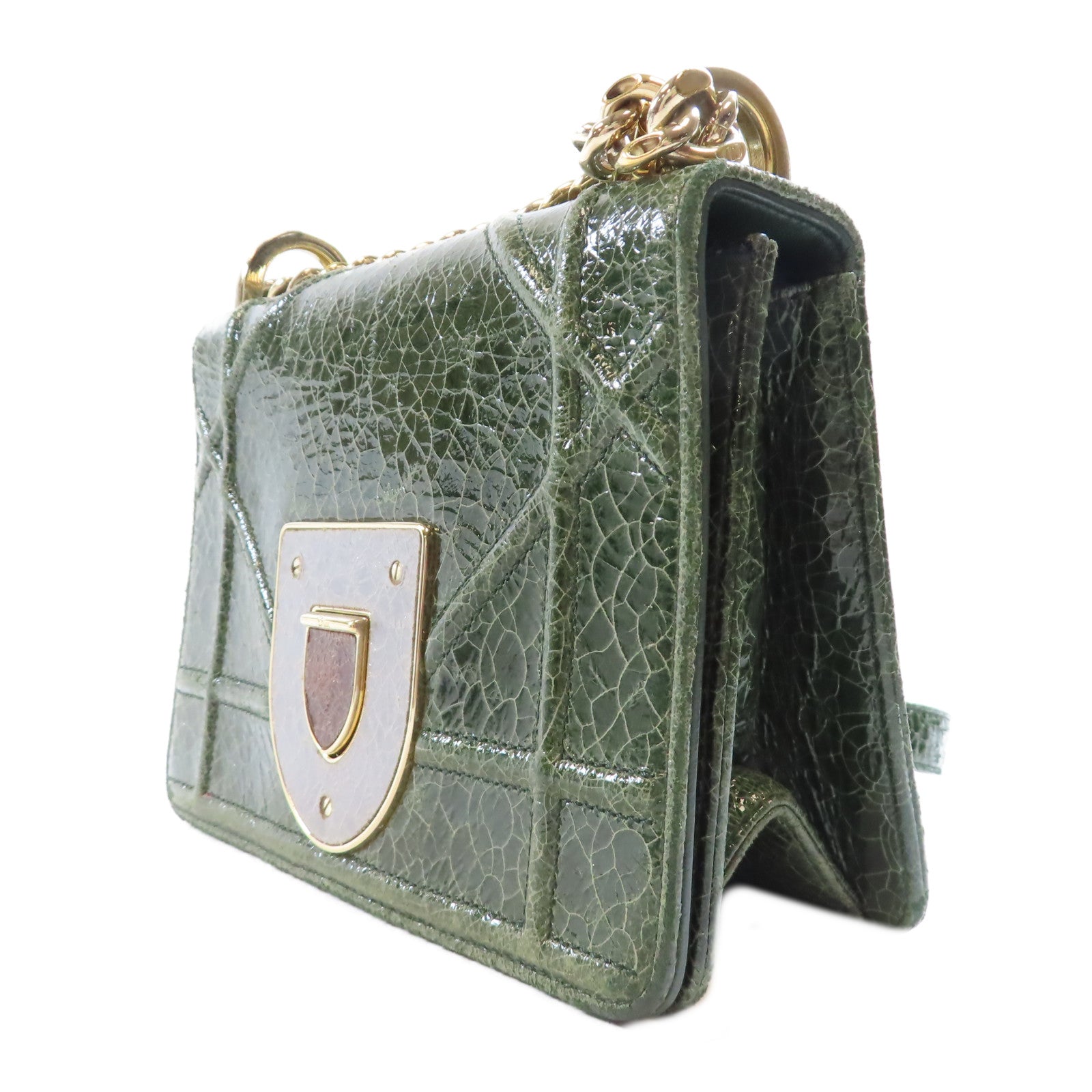 Dior CD GHW Diorama Shoulder Bag M0440 Calfksin Leather Green