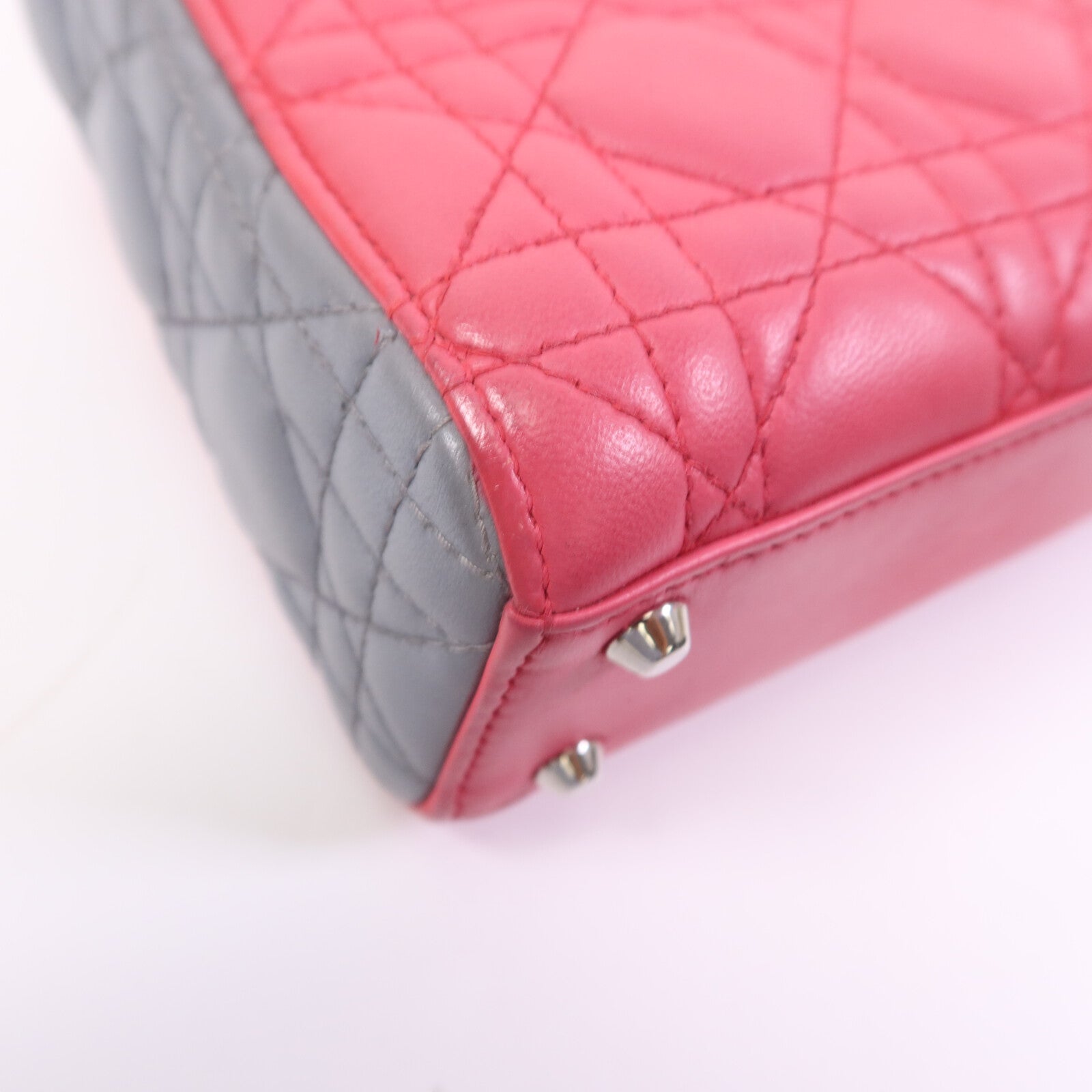 Dior 羊皮皮革Lady Dior銀扣手挽肩背兩用袋