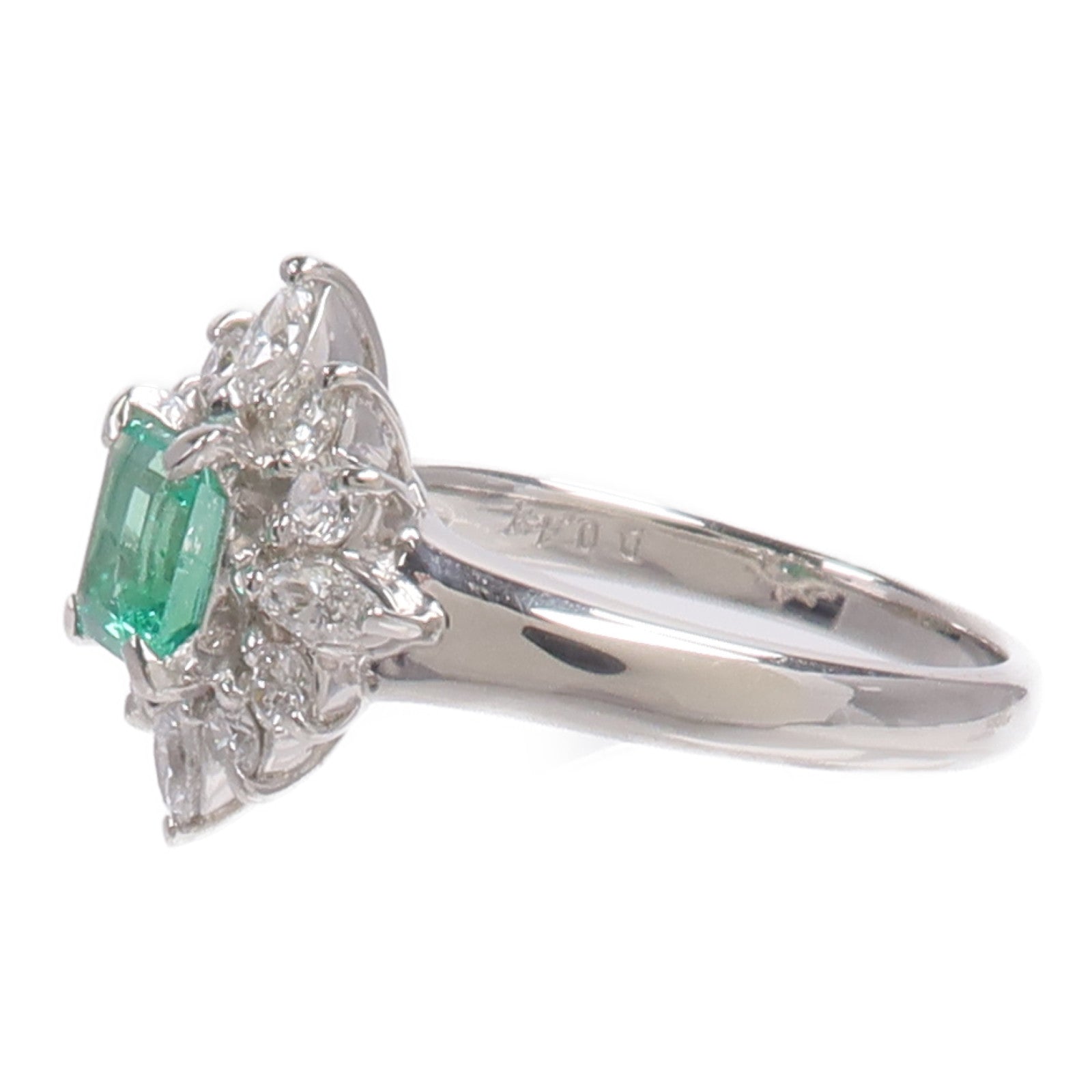 JEWELRY PT900鉑金Emerald Diamond Ring綠寶石/鑽石戒指