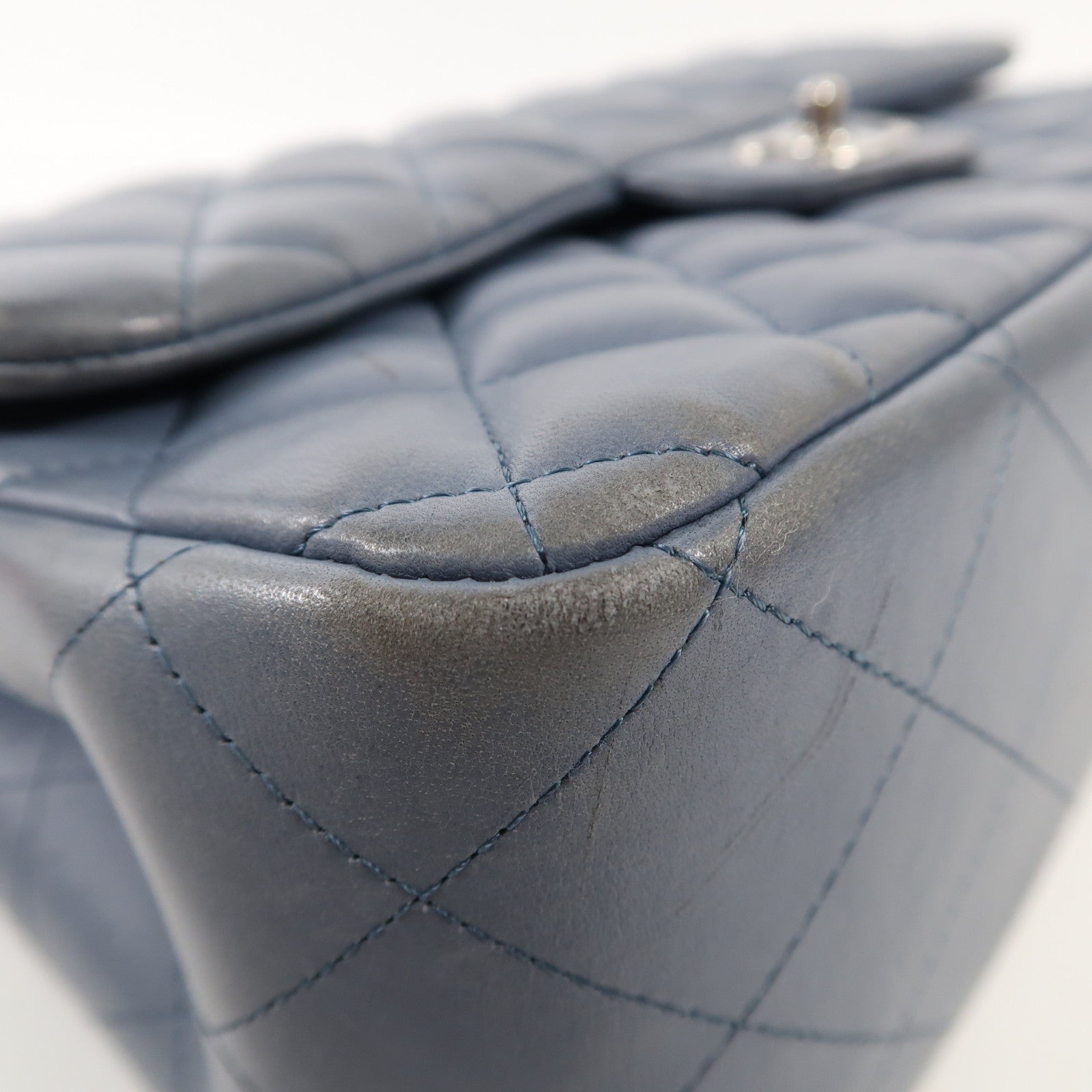 CHANEL 羊皮皮革Large Classic銀扣鏈帶肩背袋