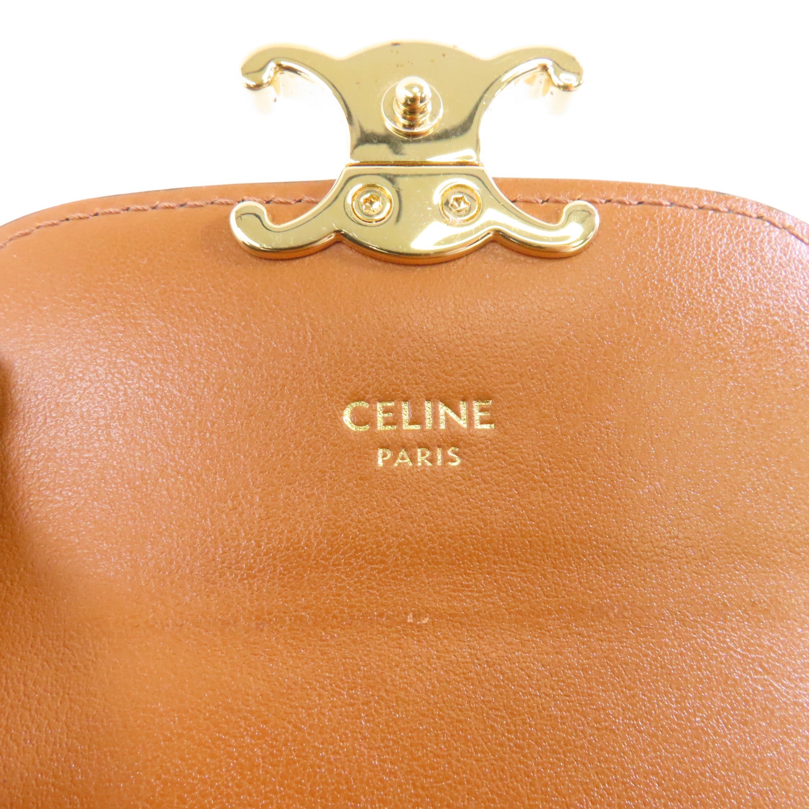 CELINE 塗層帆布/牛皮皮革Small Triomphe Wallet金扣錢包啡色