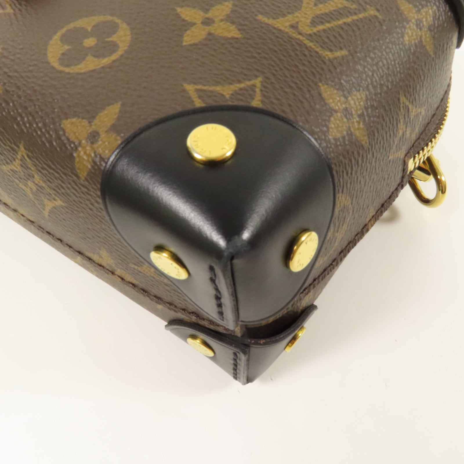 LOUIS VUITTON Monogram Petite Malle Souple金扣手挽肩背兩用袋棕色
