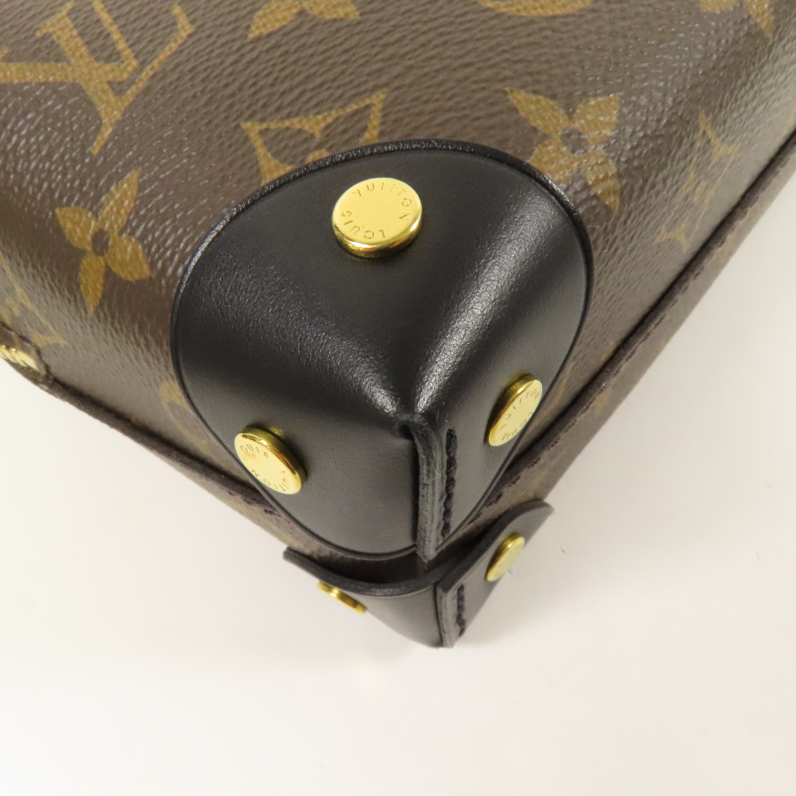 LOUIS VUITTON Monogram Petite Malle Souple金扣手挽肩背兩用袋棕色