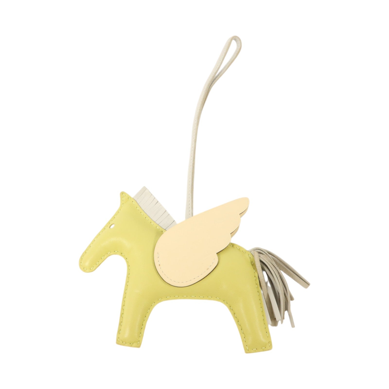 HERMES Milo皮革/Swift皮革Rodeo Pegase MM掛飾Nata/Jaune Bourgeon
