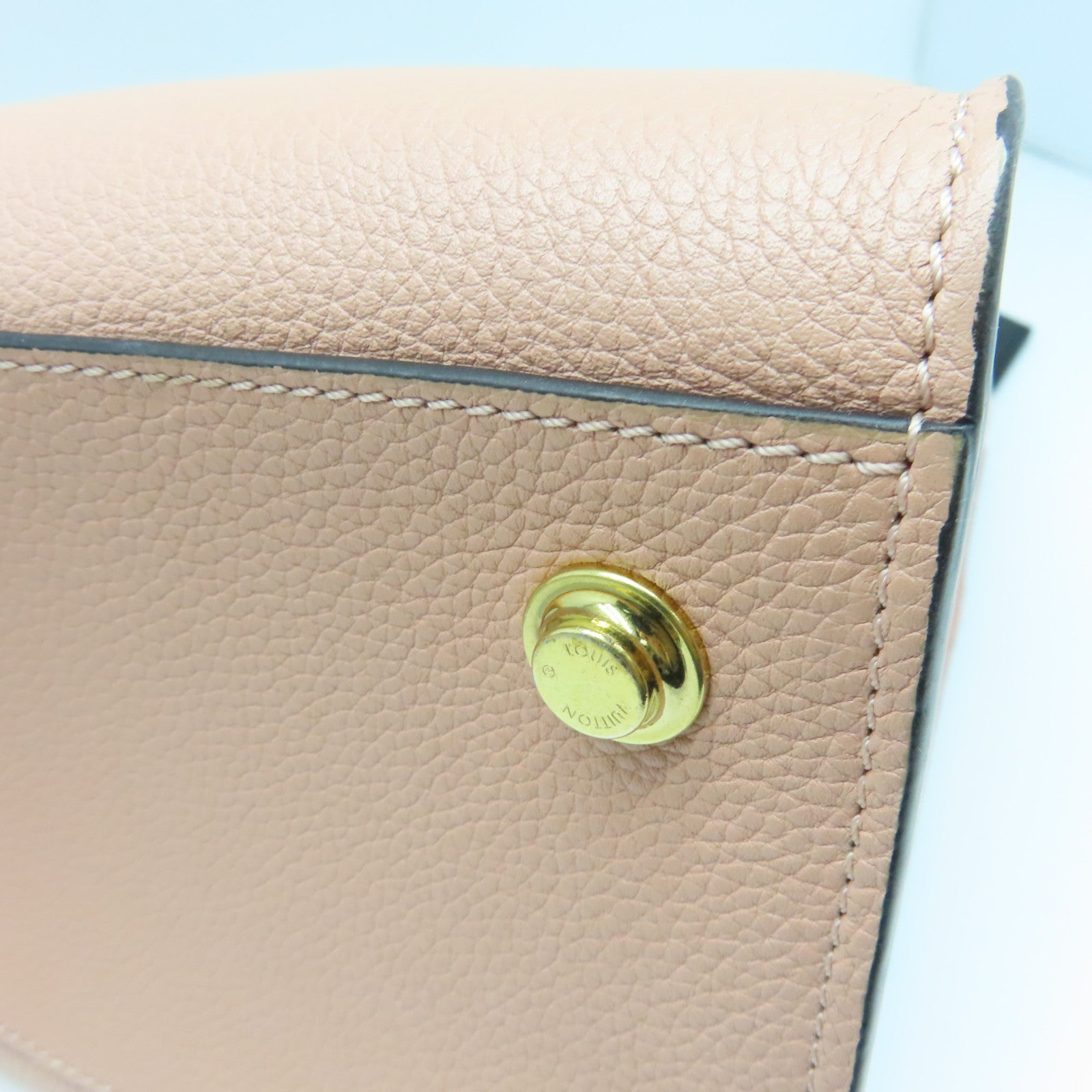 LOUIS VUITTON Leather City Steames MM Gold Buckle Tote Bag Black/Pink (Without Shoulder Strap)