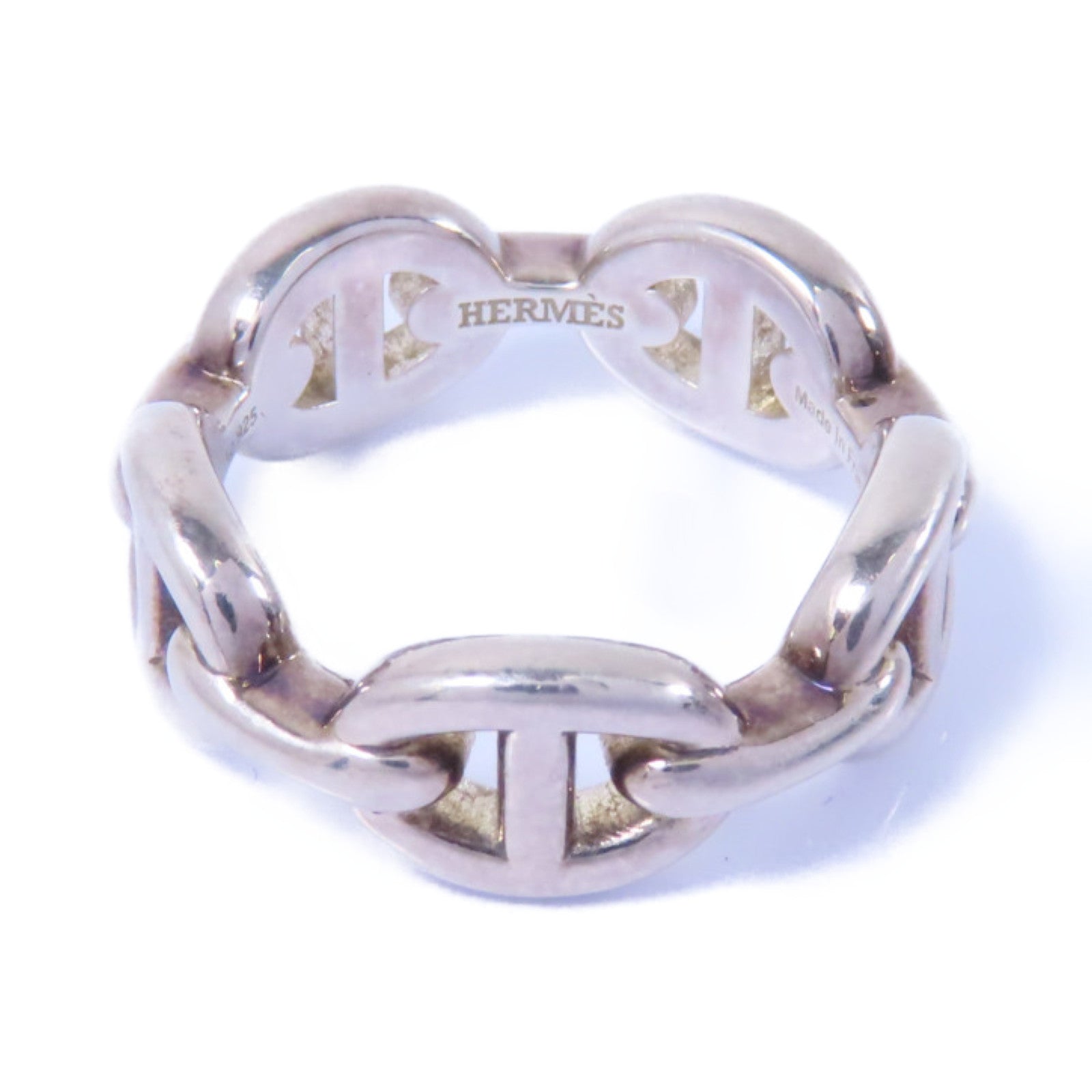 HERMES 925純銀Chain d'Ancee戒指銀色US#5.25/HERMES#50